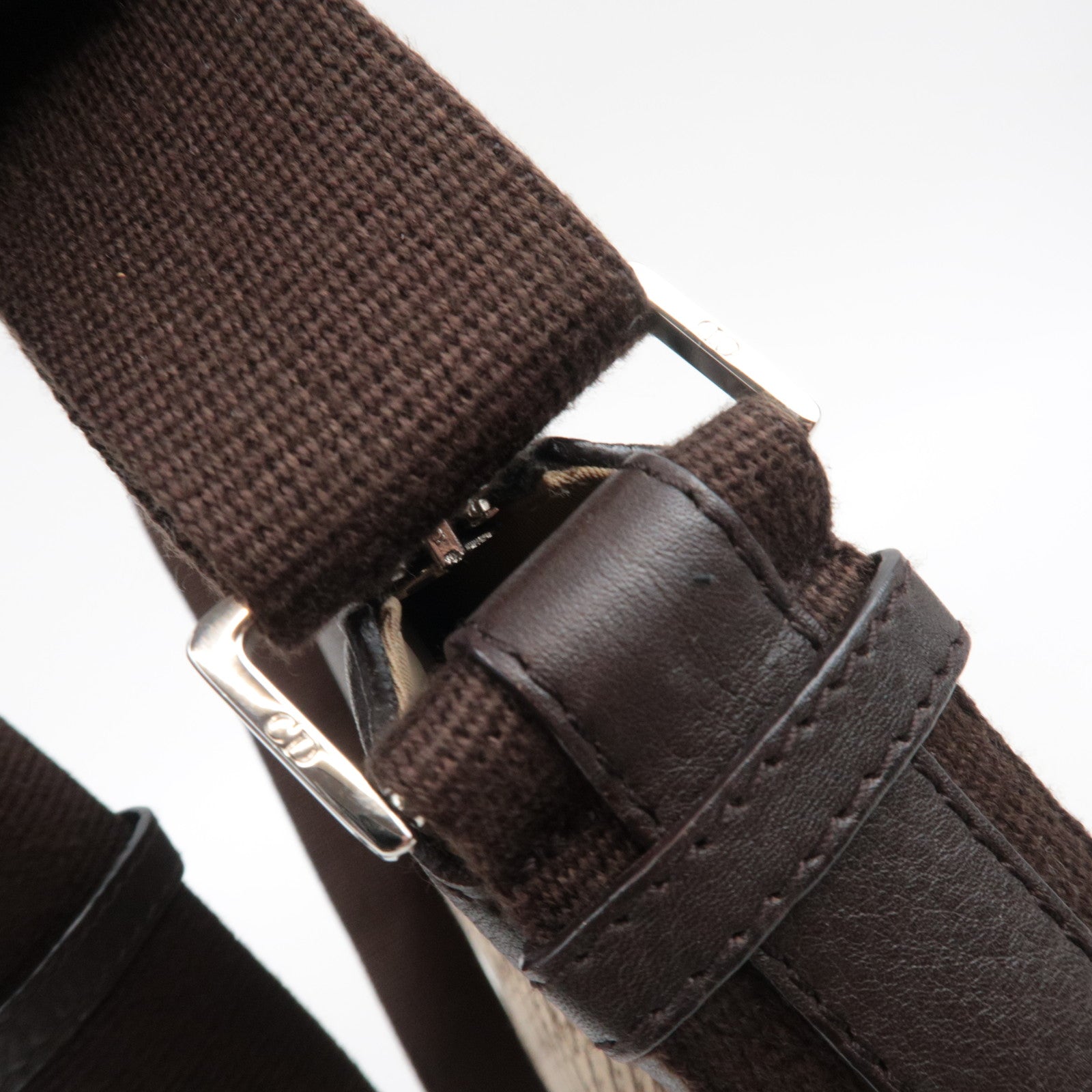 Christian Dior Street Chic Trotter Shoulder Bag Canvas Leather Beige