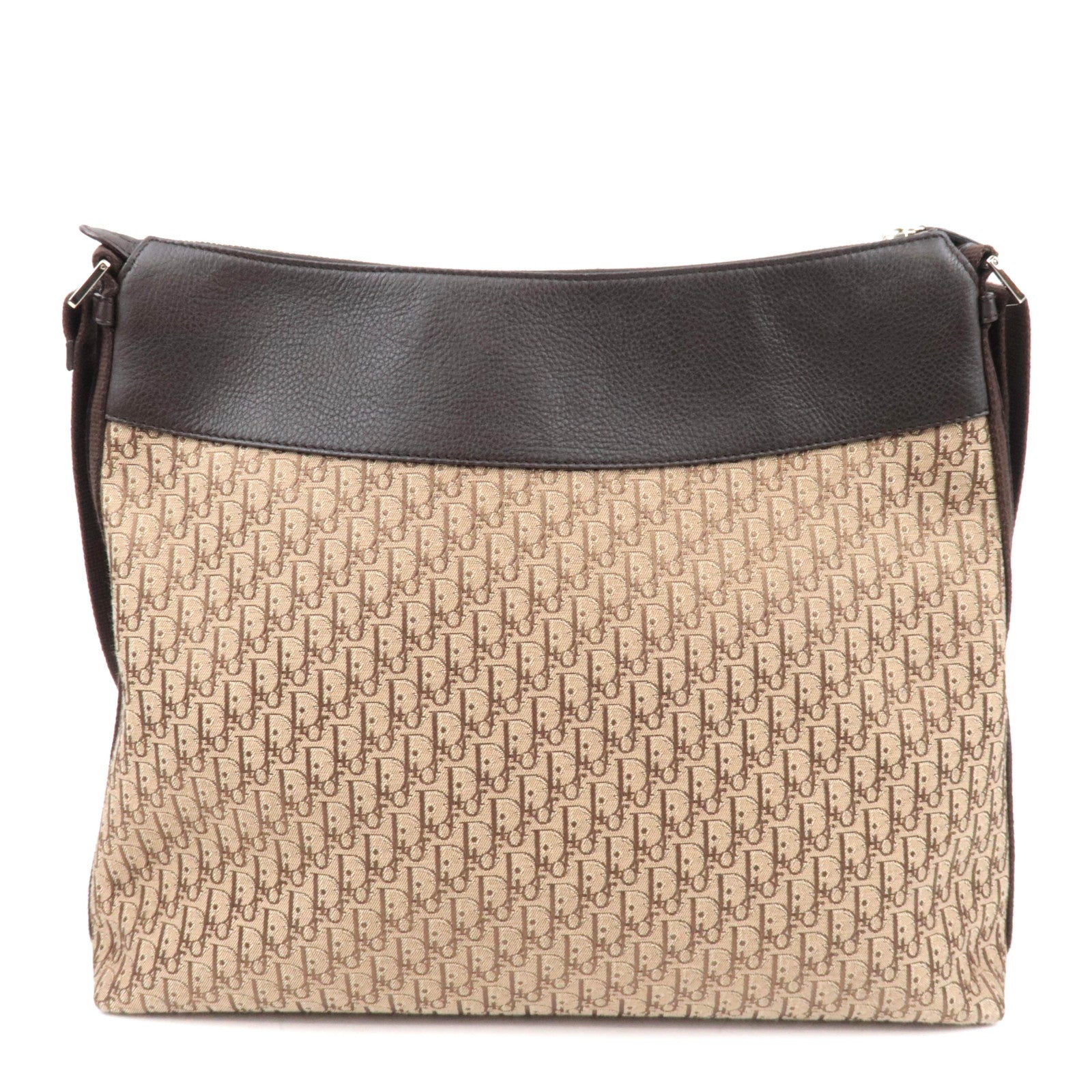 Christian Dior Street Chic Trotter Shoulder Bag Canvas Leather Beige