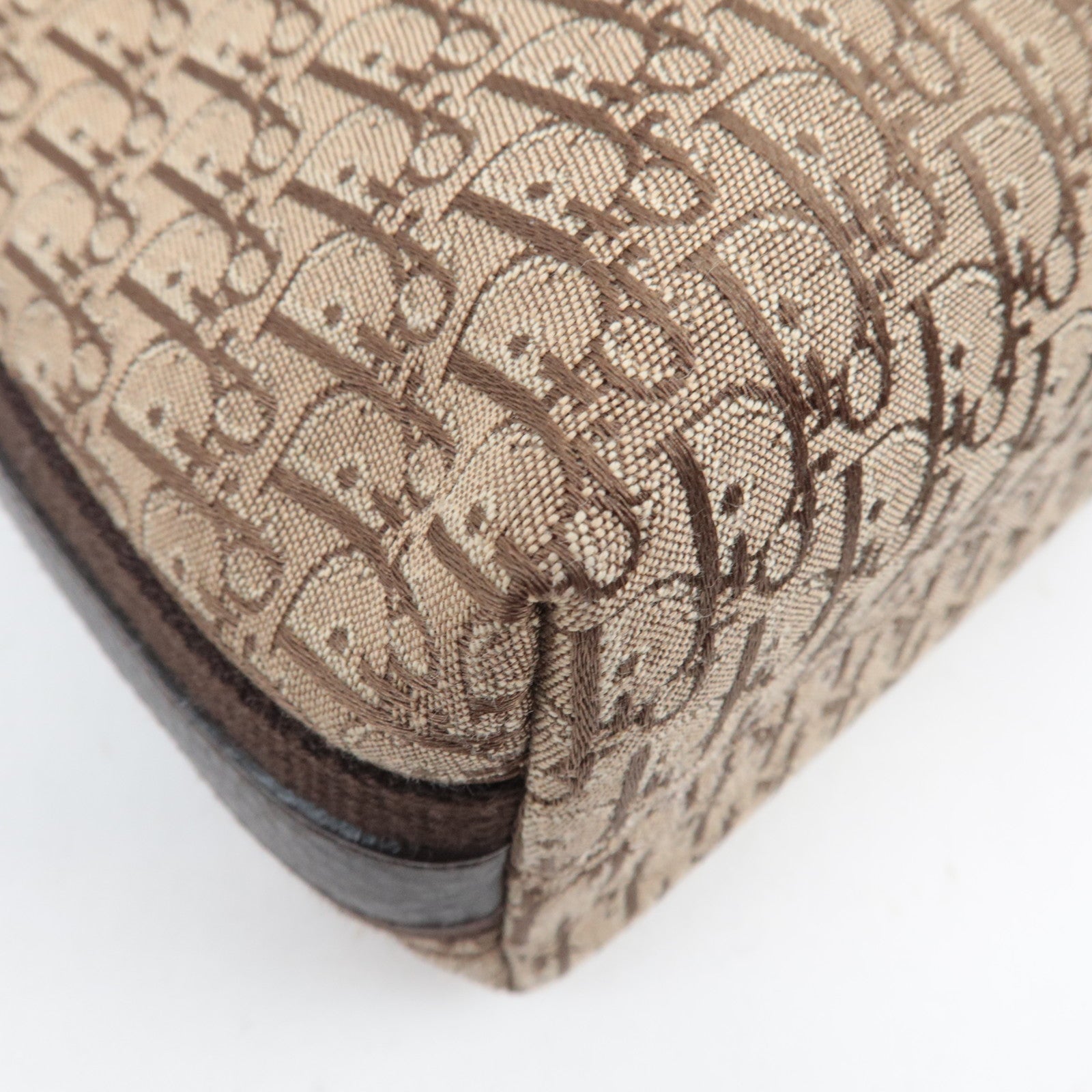 Christian Dior Street Chic Trotter Shoulder Bag Canvas Leather Beige