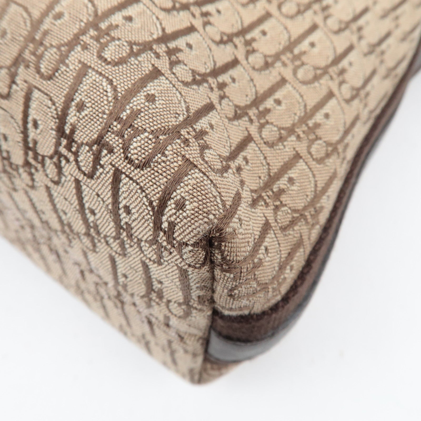 Christian Dior Street Chic Trotter Shoulder Bag Canvas Leather Beige