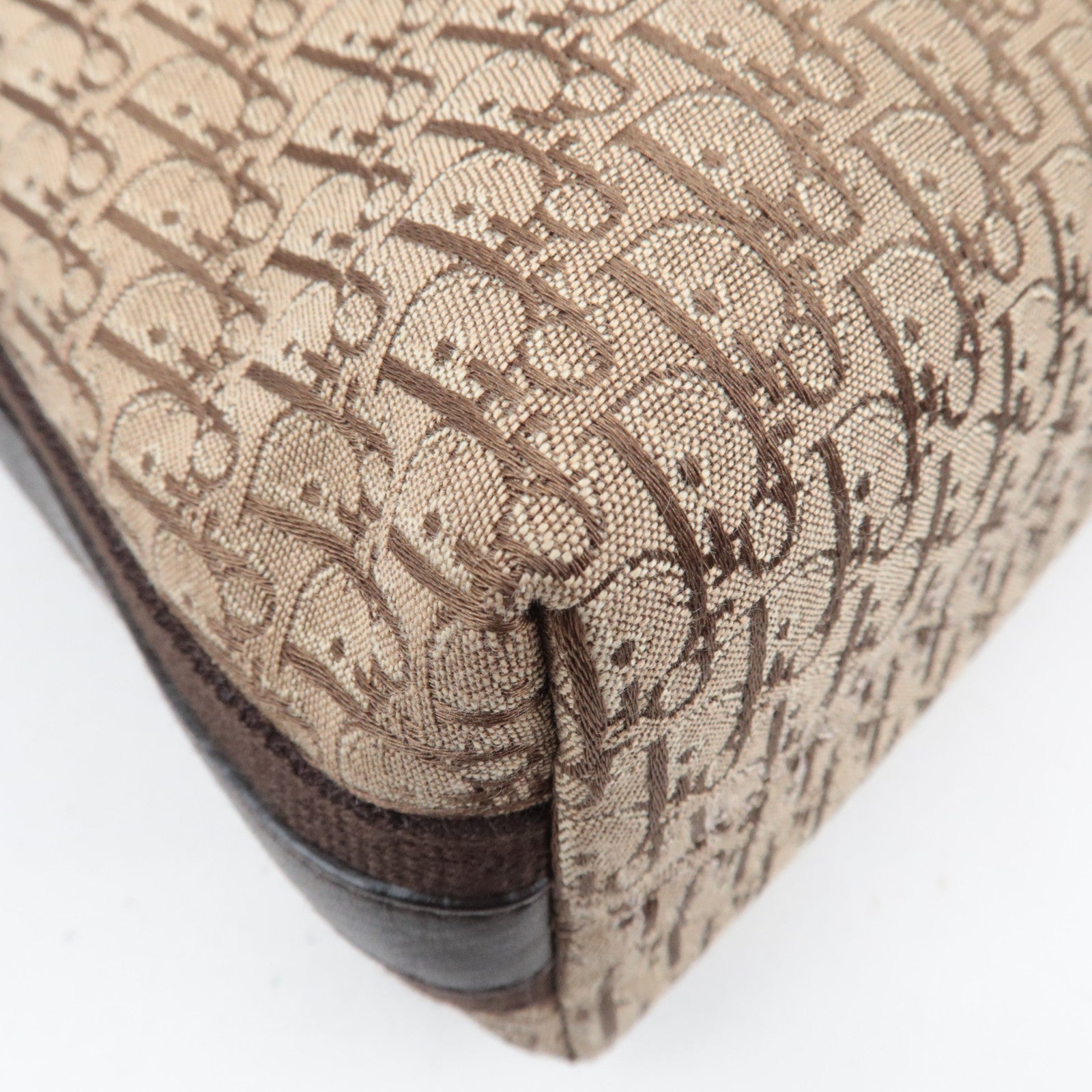 Christian Dior Street Chic Trotter Shoulder Bag Canvas Leather Beige