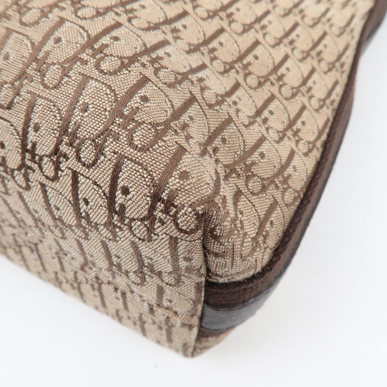 Christian Dior Street Chic Trotter Shoulder Bag Canvas Leather Beige