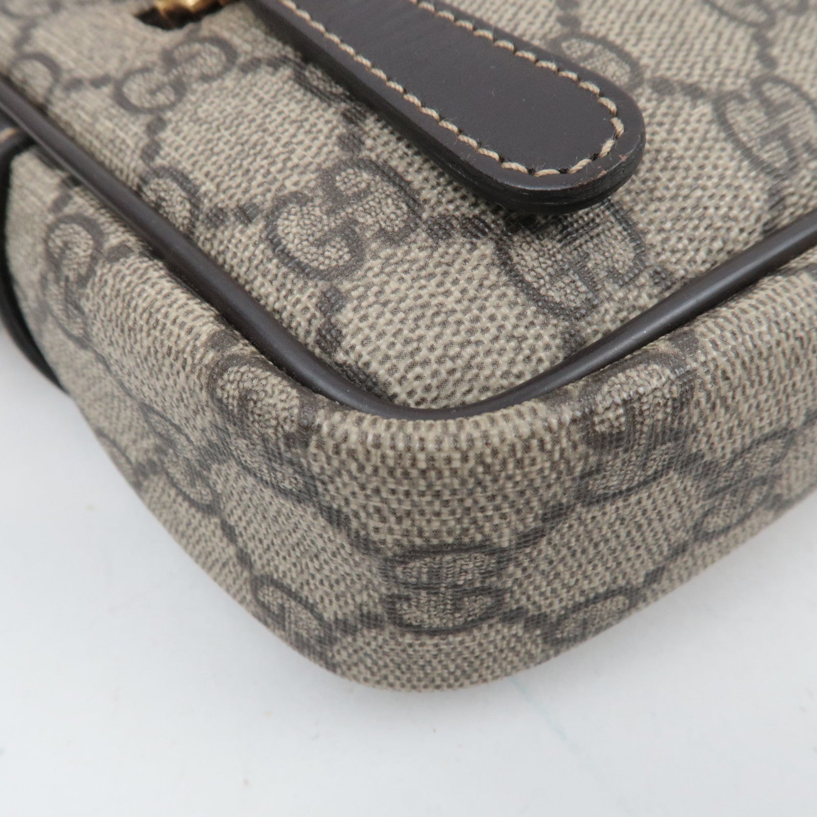 GUCCI Shoulder Bag GG Supreme Leather Beige 201447