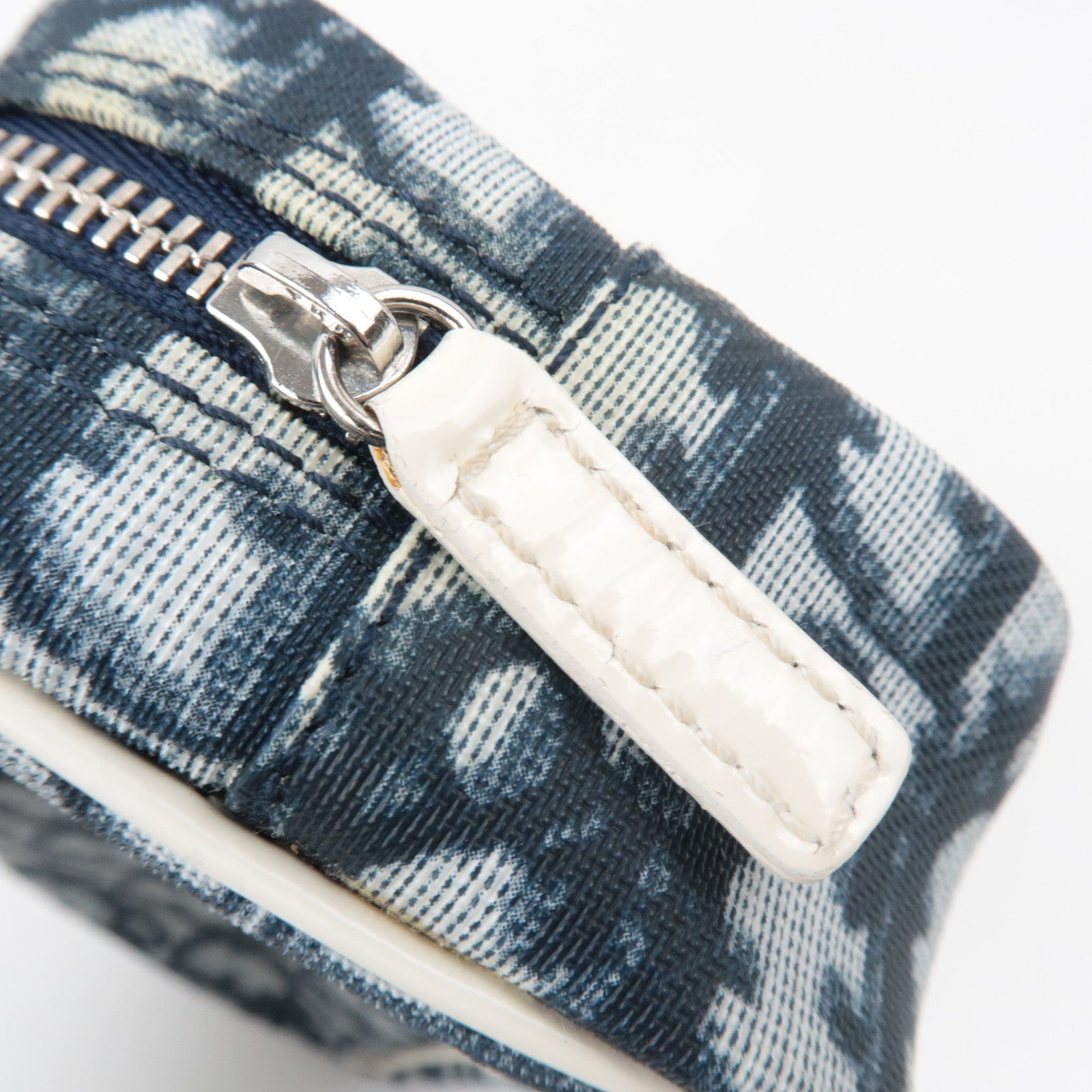 Christian Dior Trotter PVC Patent Pouch Navy White