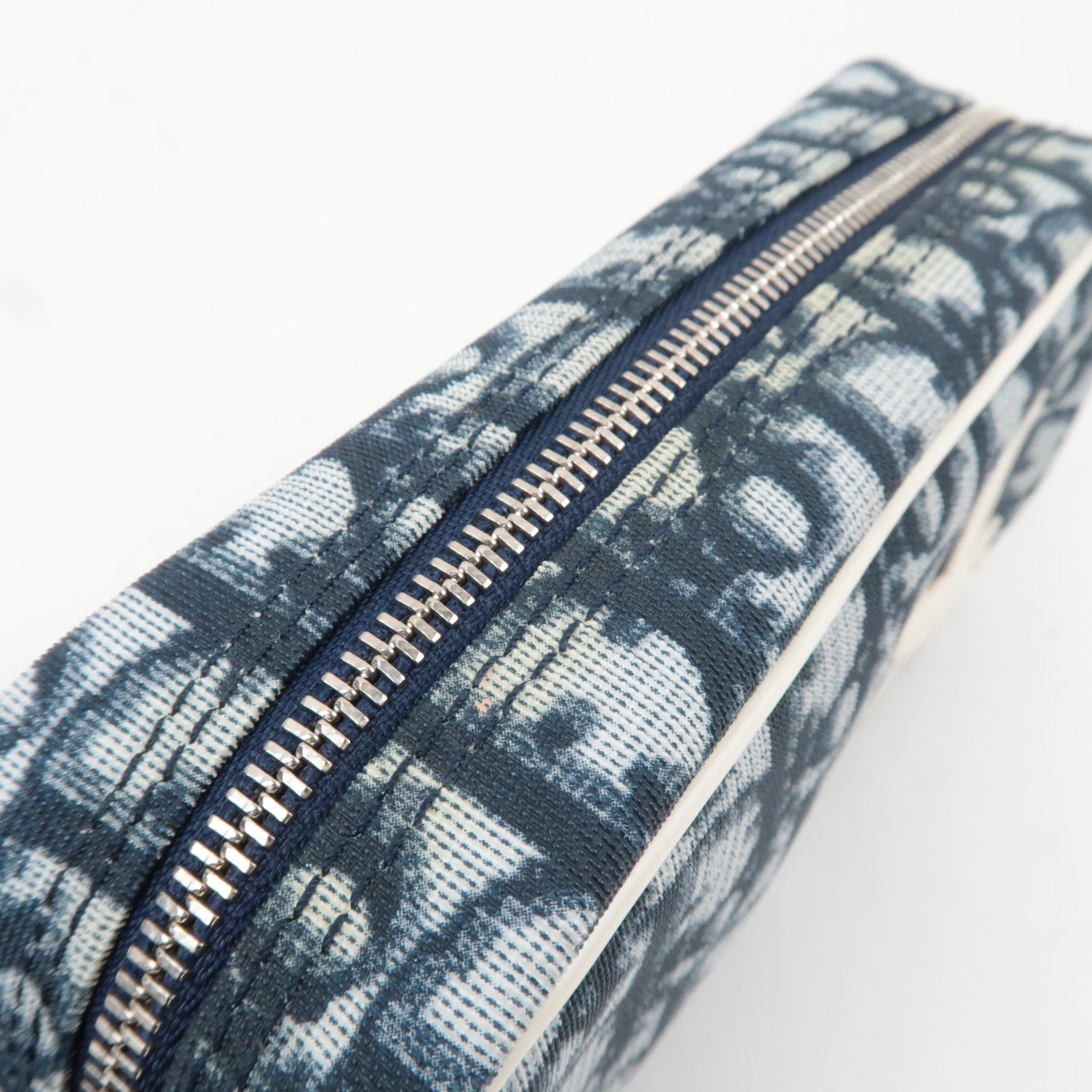 Christian Dior Trotter PVC Patent Pouch Navy White