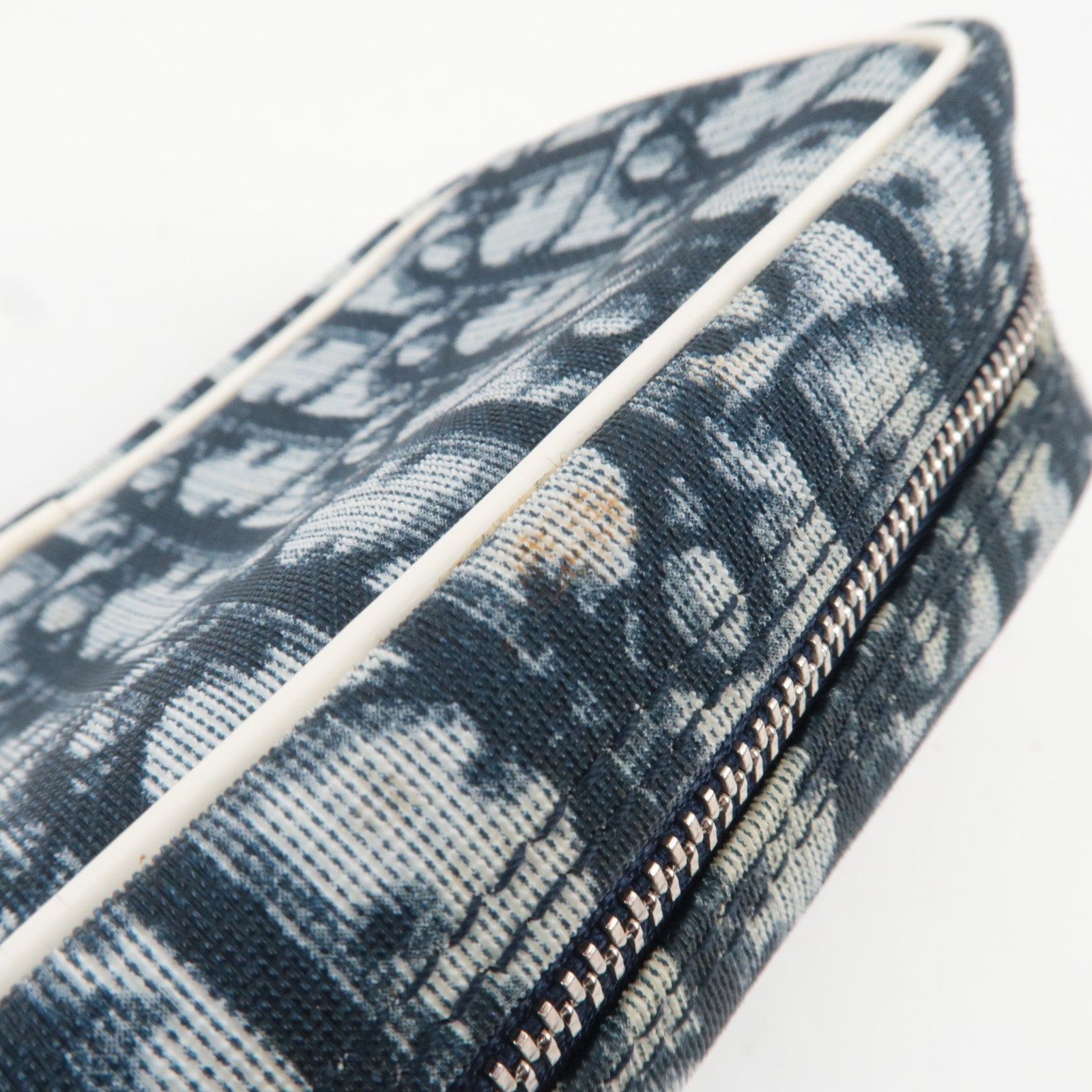 Christian Dior Trotter PVC Patent Pouch Navy White