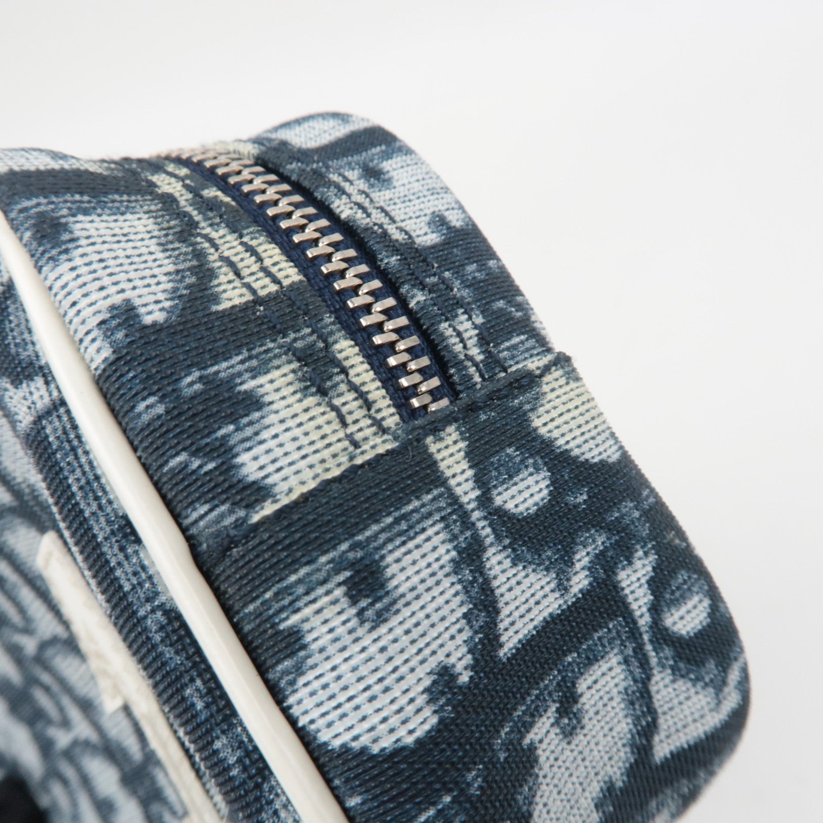 Christian Dior Trotter PVC Patent Pouch Navy White