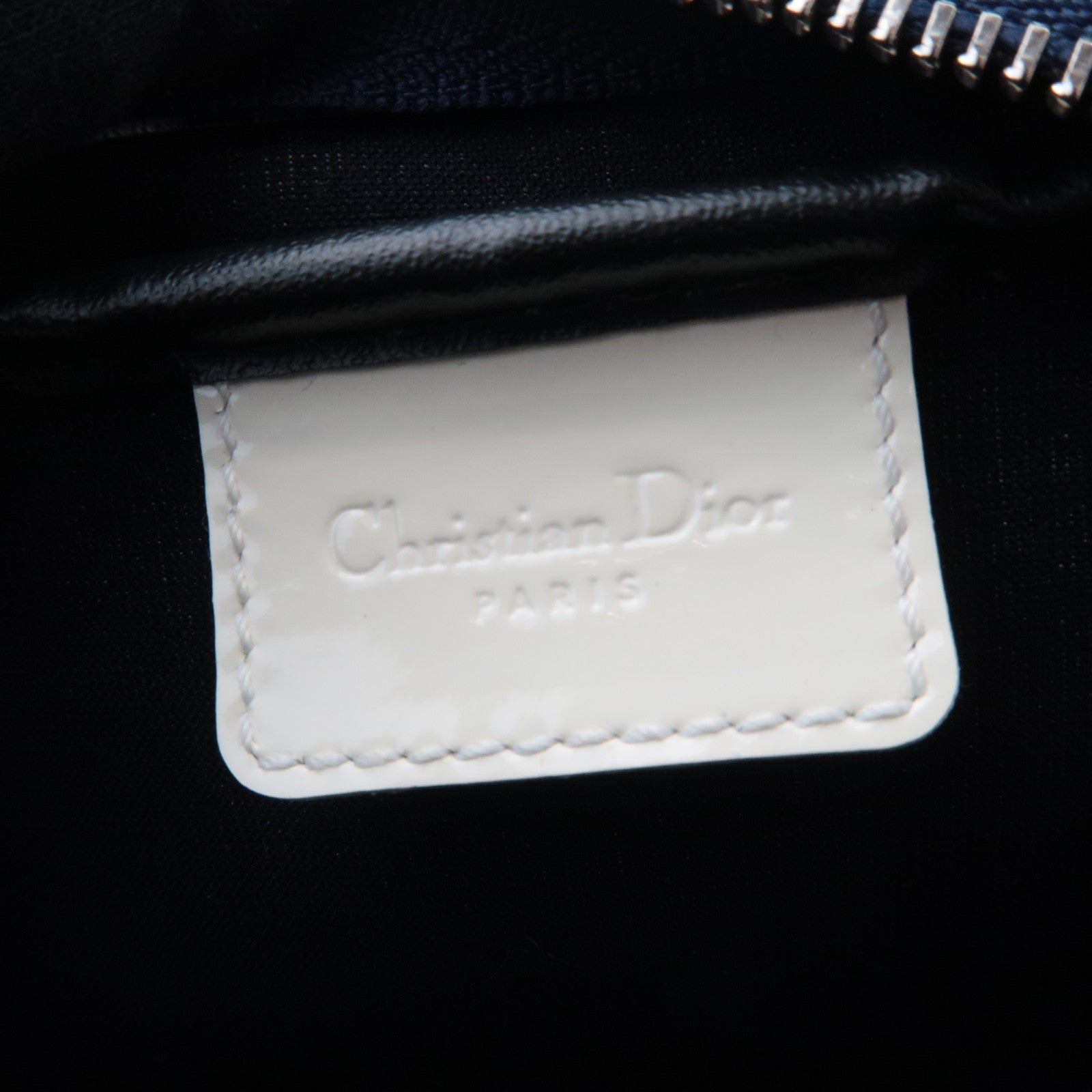 Christian Dior Trotter PVC Patent Pouch Navy White