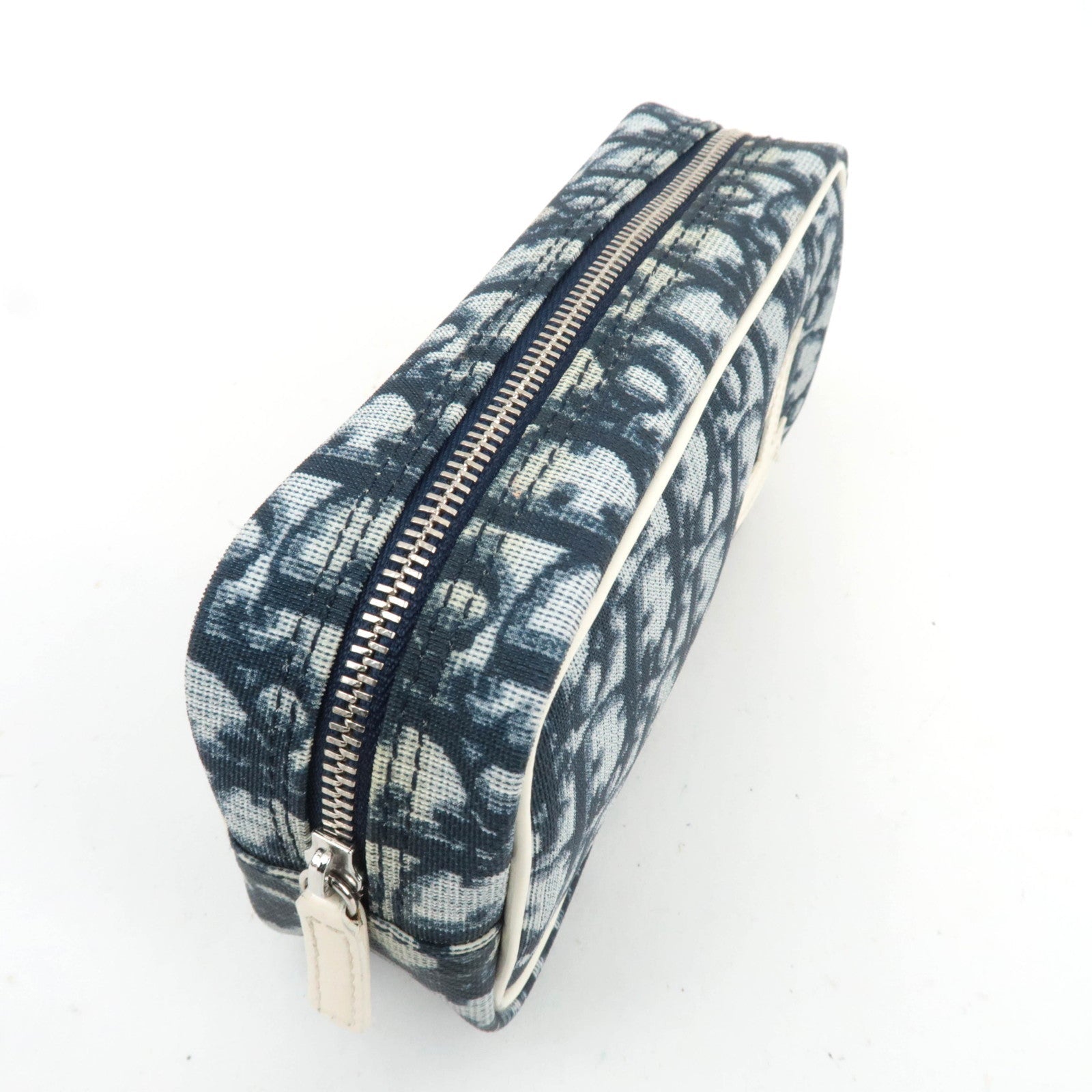 Christian Dior Trotter PVC Patent Pouch Navy White