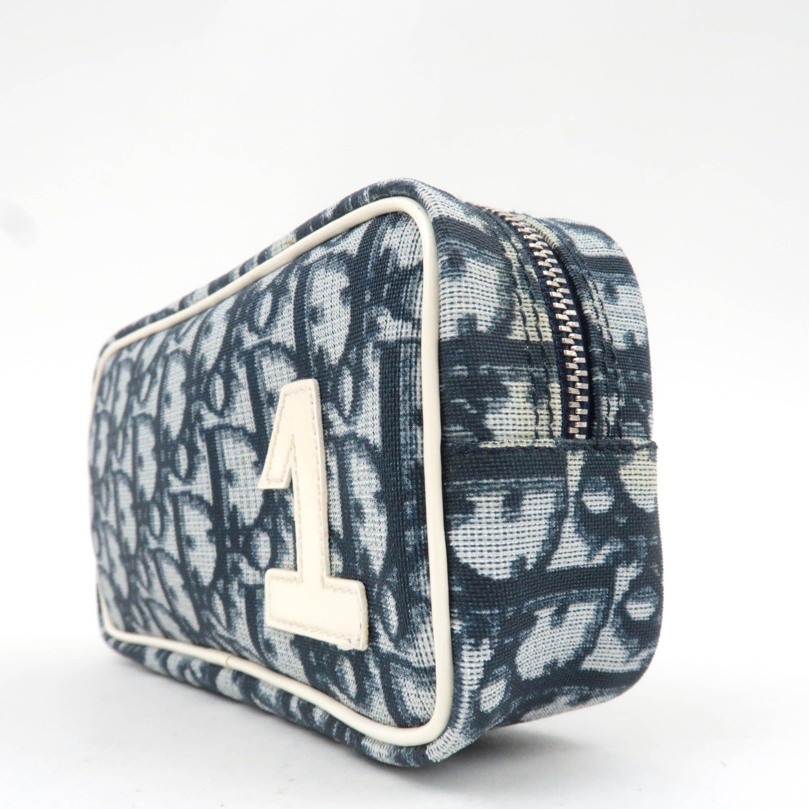 Christian Dior Trotter PVC Patent Pouch Navy White