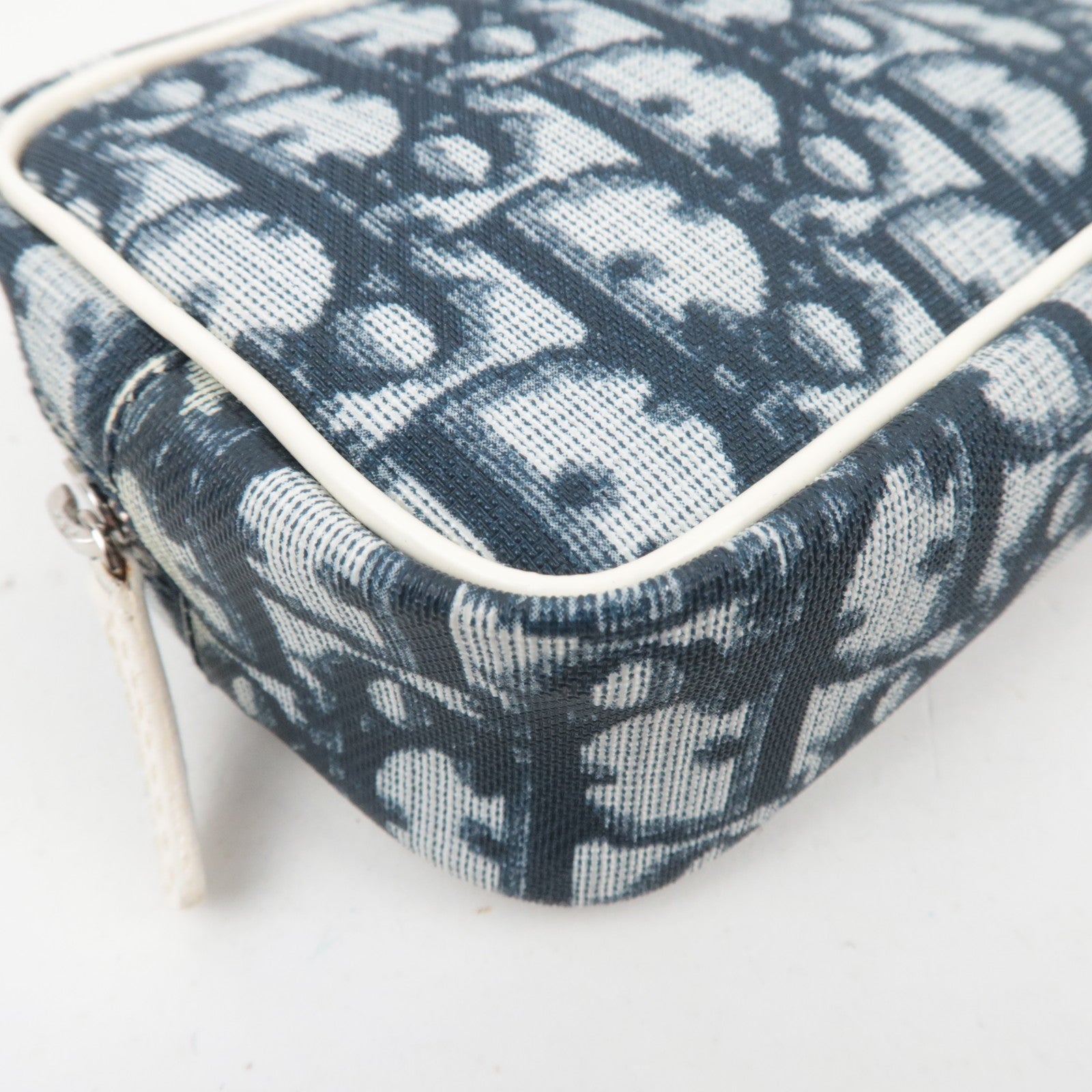 Christian Dior Trotter PVC Patent Pouch Navy White