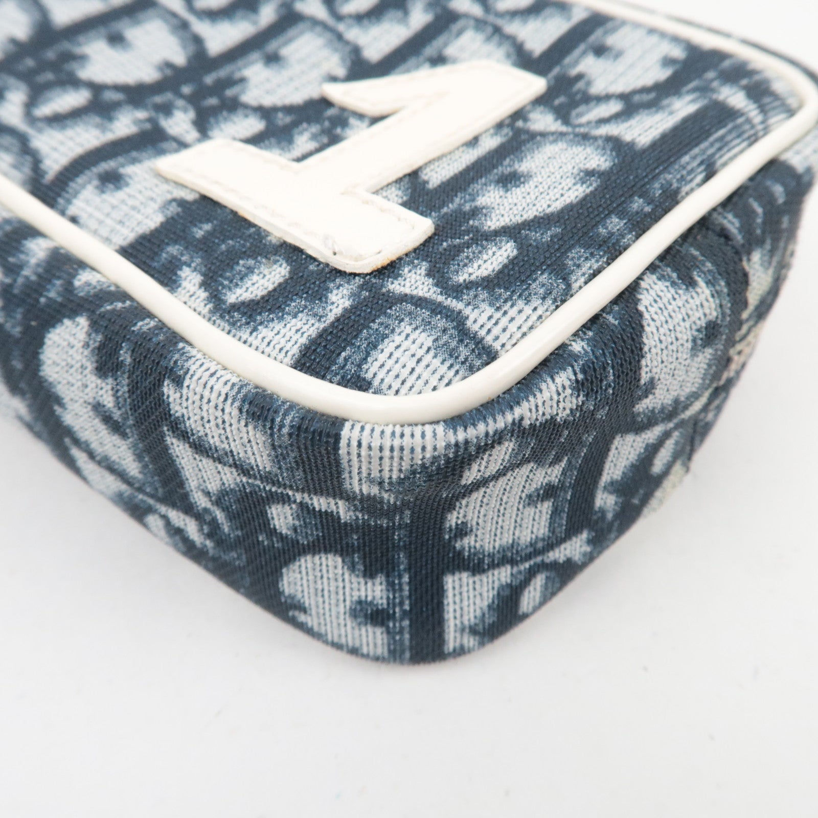 Christian Dior Trotter PVC Patent Pouch Navy White