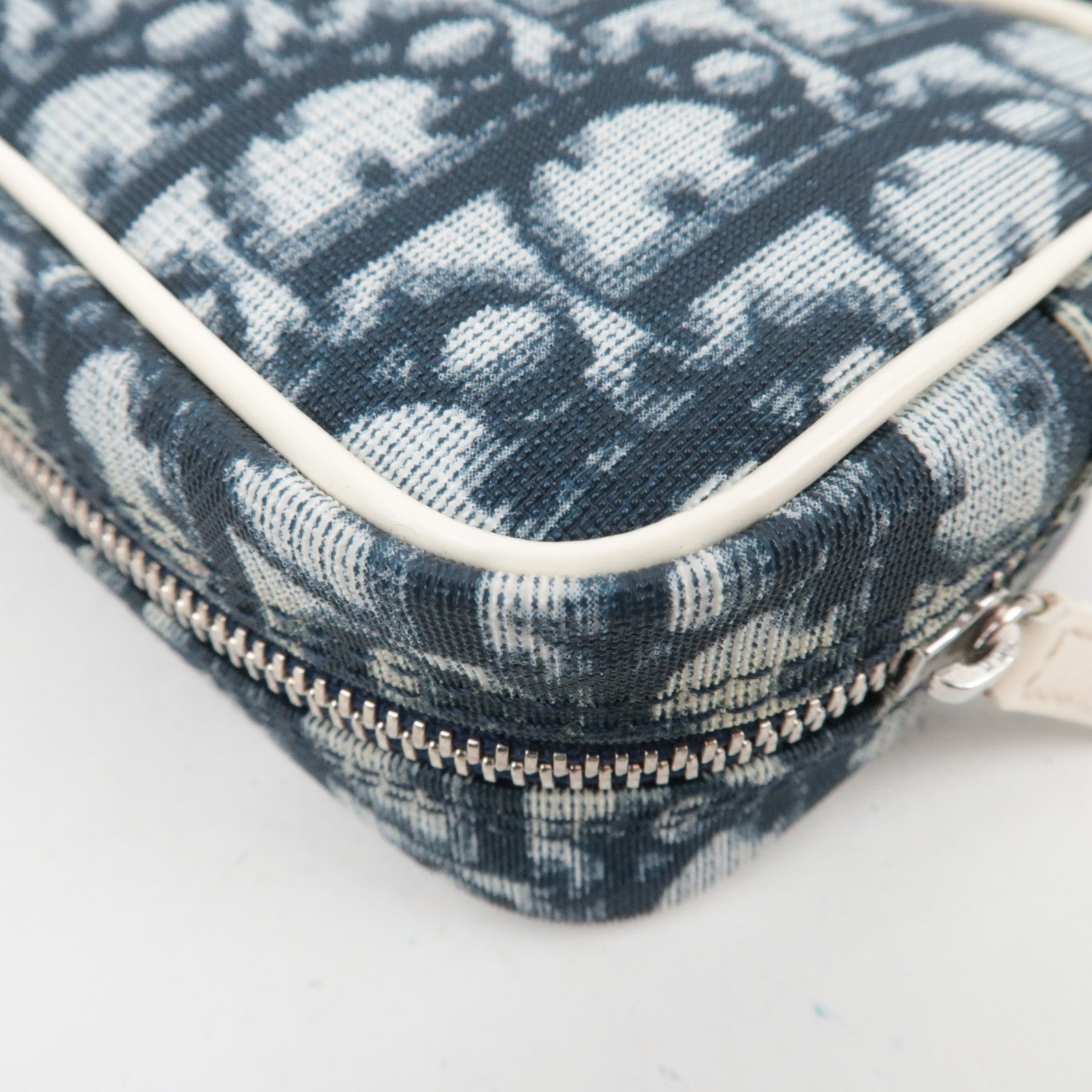 Christian Dior Trotter PVC Patent Pouch Navy White