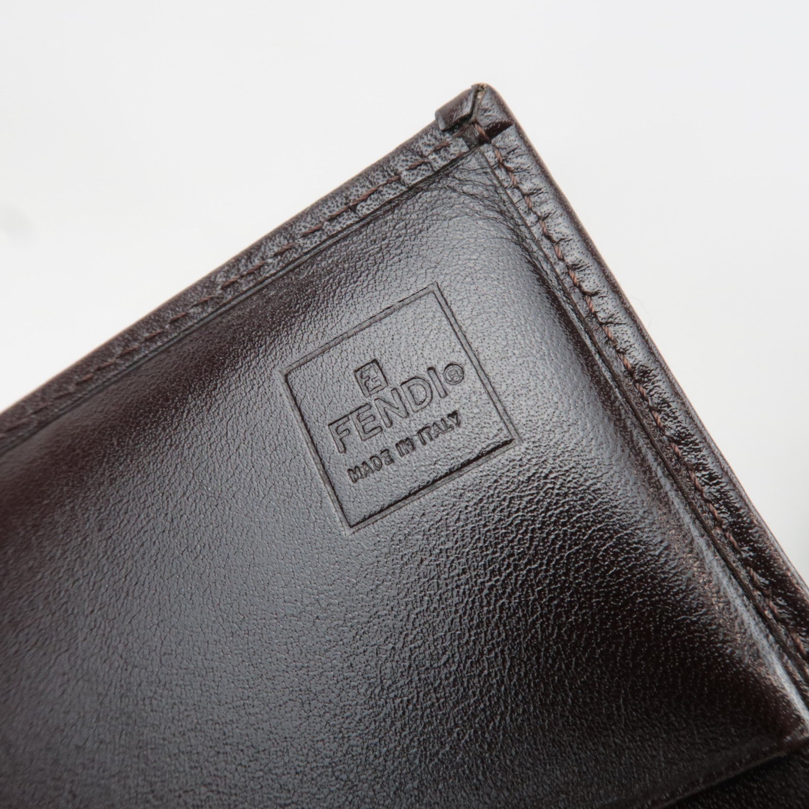 FENDI Zucca Canvas Leather Bifold Long Wallet Brown Black 15828