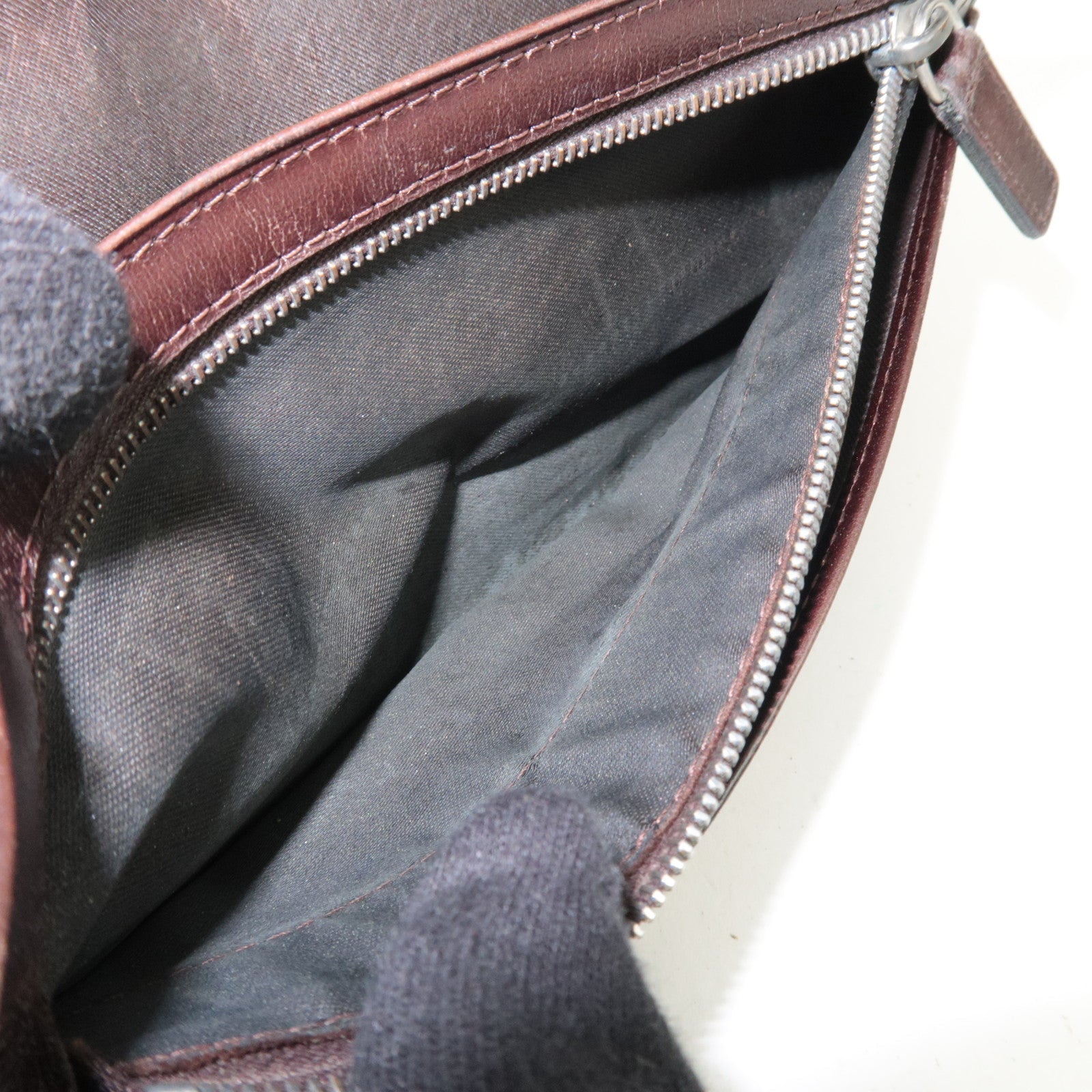 FENDI Zucca Canvas Leather Bifold Long Wallet Brown Black 15828