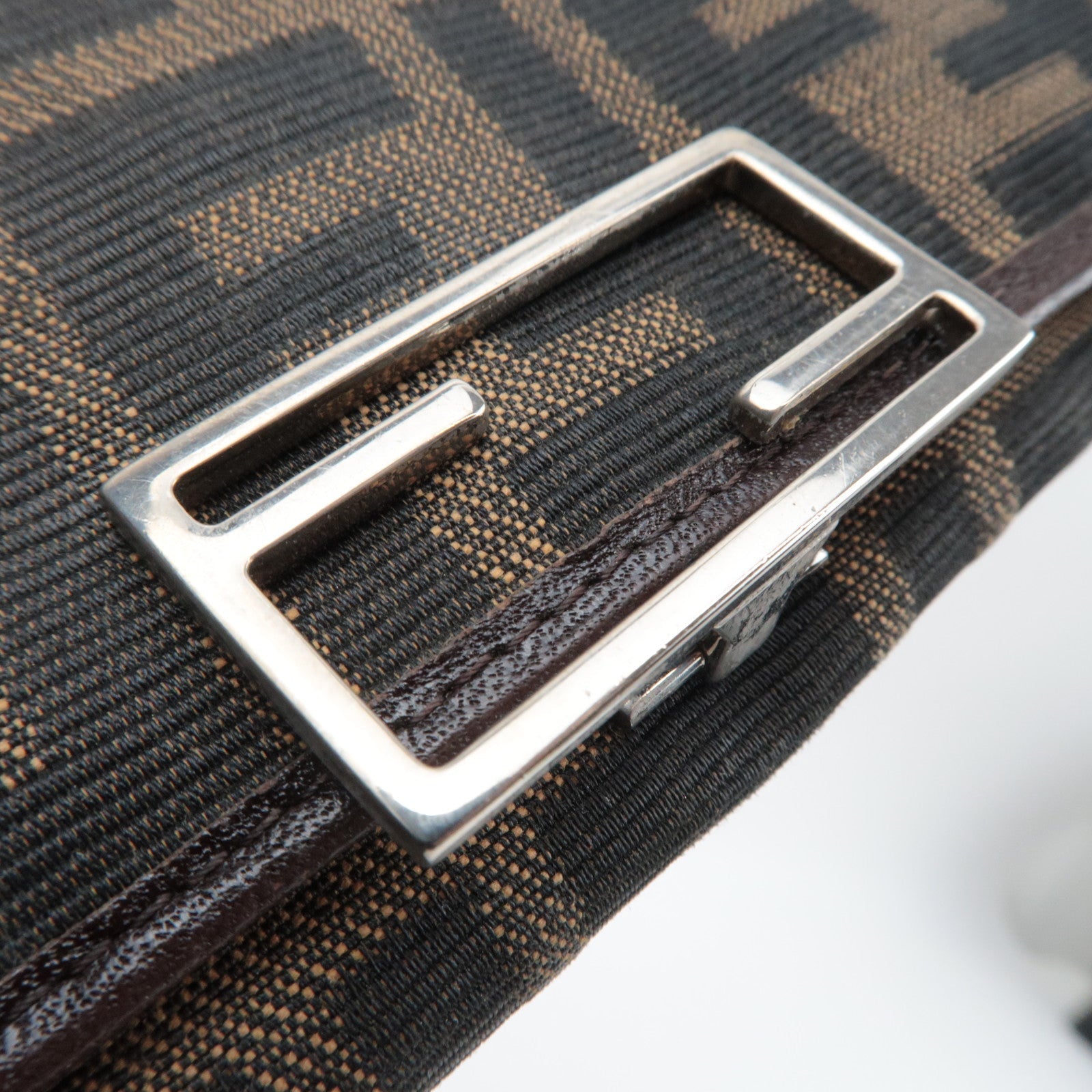 FENDI Zucca Canvas Leather Bifold Long Wallet Brown Black 15828