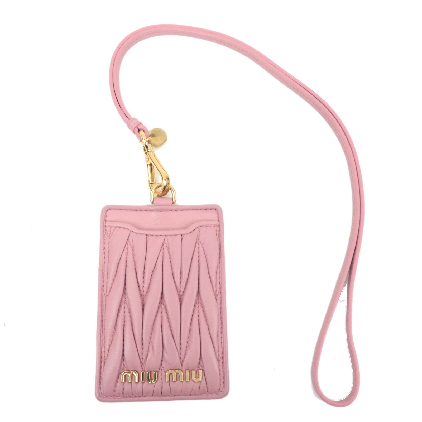 MIU MIU Matelasse Leather Pass Case Pink84991