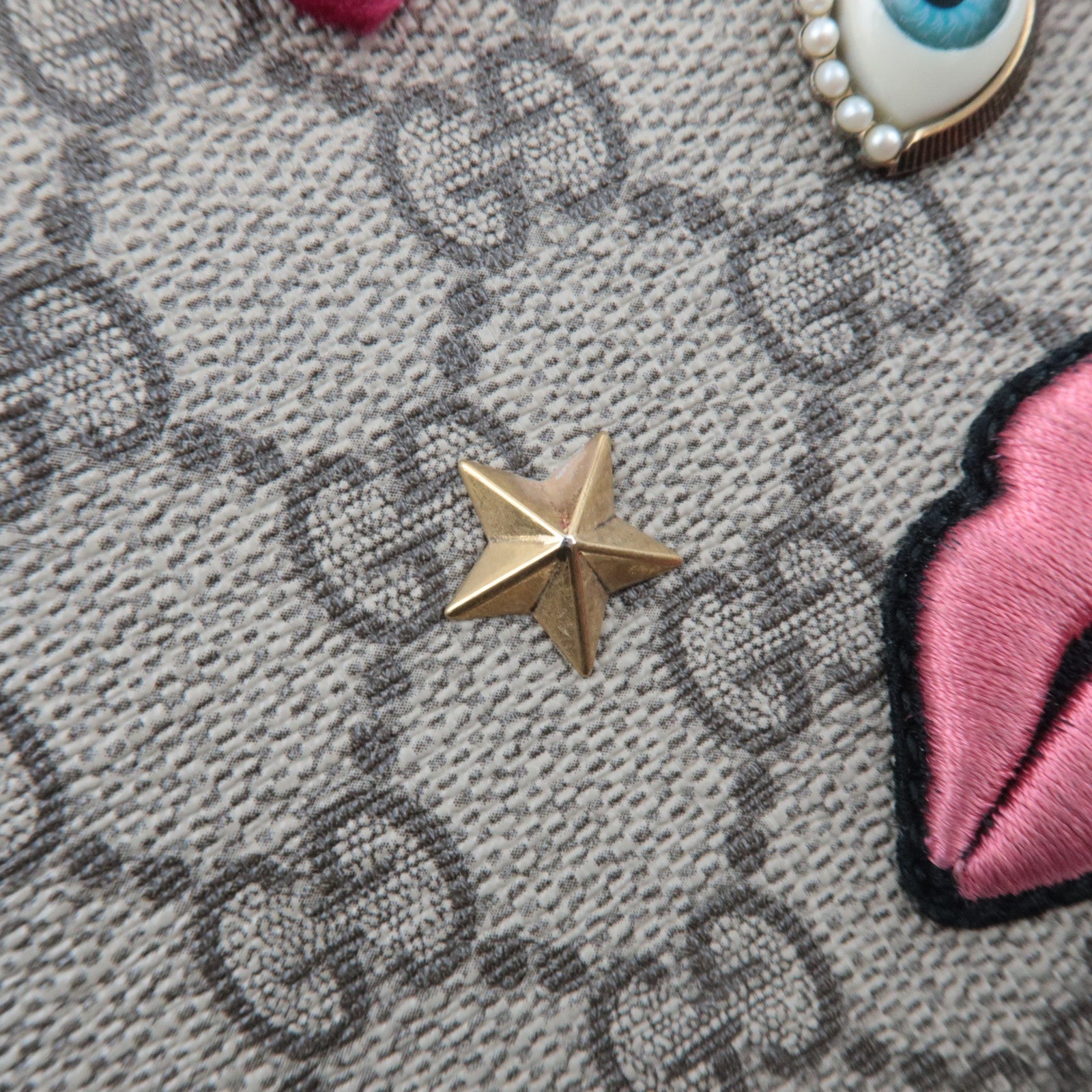 GUCCI Chain Mini Bag GG Supreme Leather Beige Pink 431396