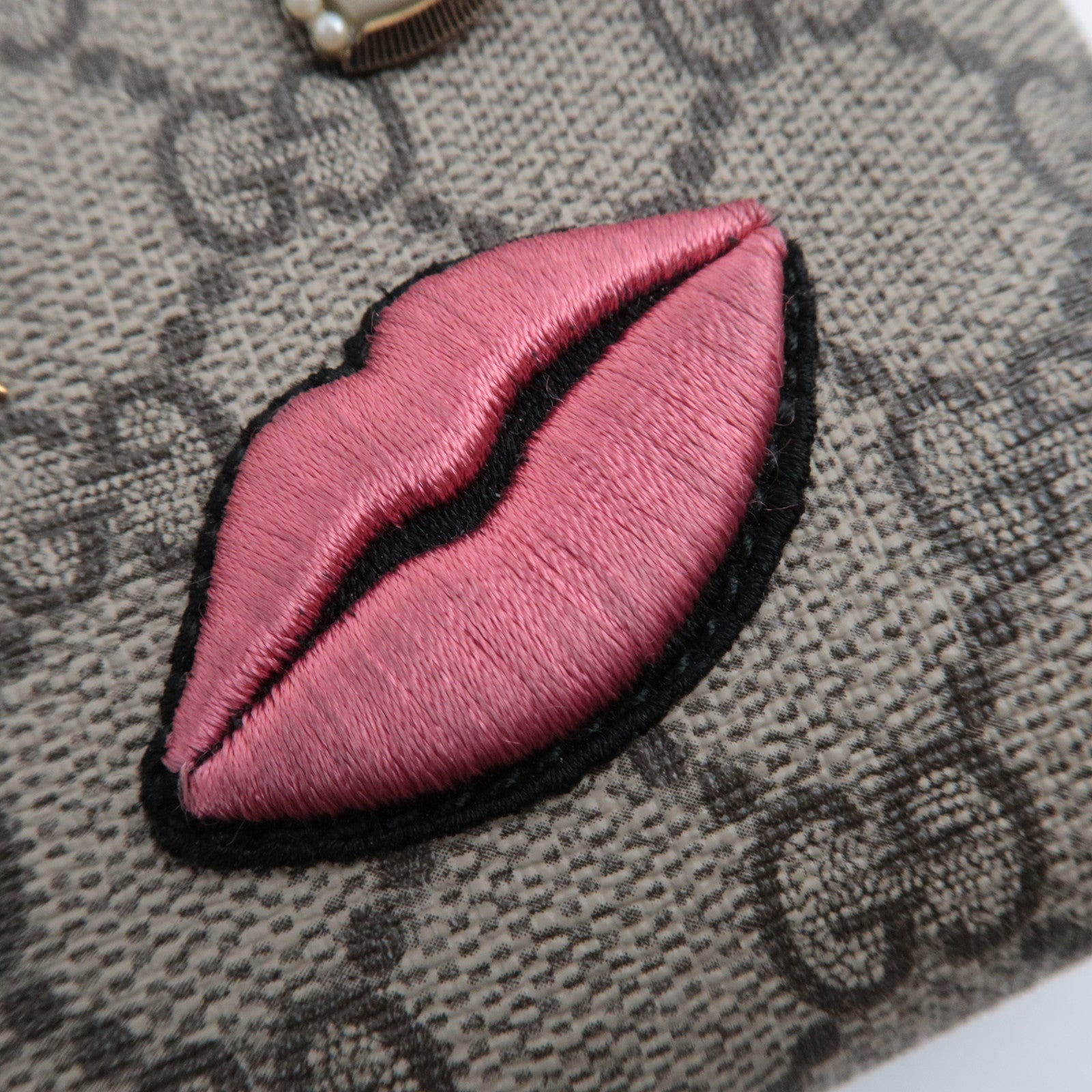 GUCCI Chain Mini Bag GG Supreme Leather Beige Pink 431396