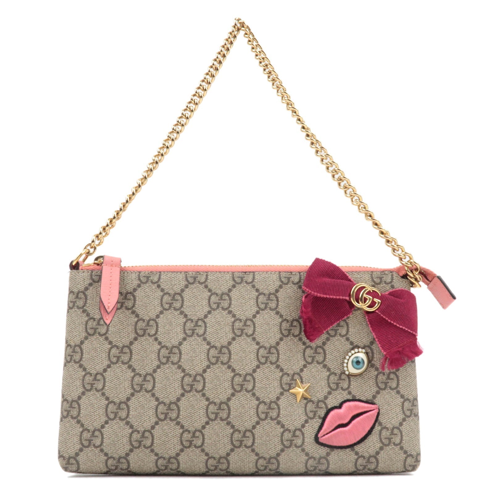 GUCCI Chain Mini Bag GG Supreme Leather Beige Pink 43139684996