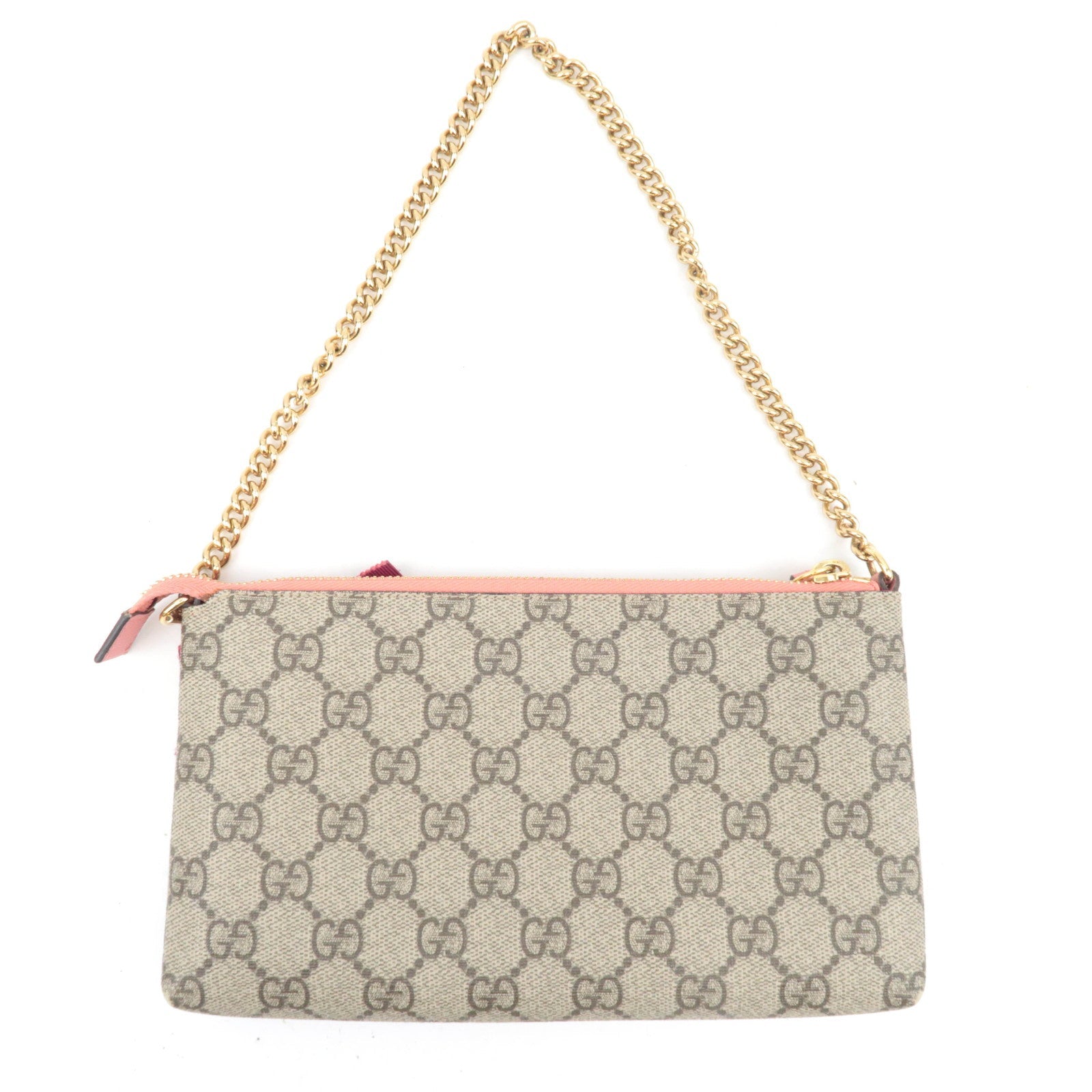 GUCCI Chain Mini Bag GG Supreme Leather Beige Pink 431396