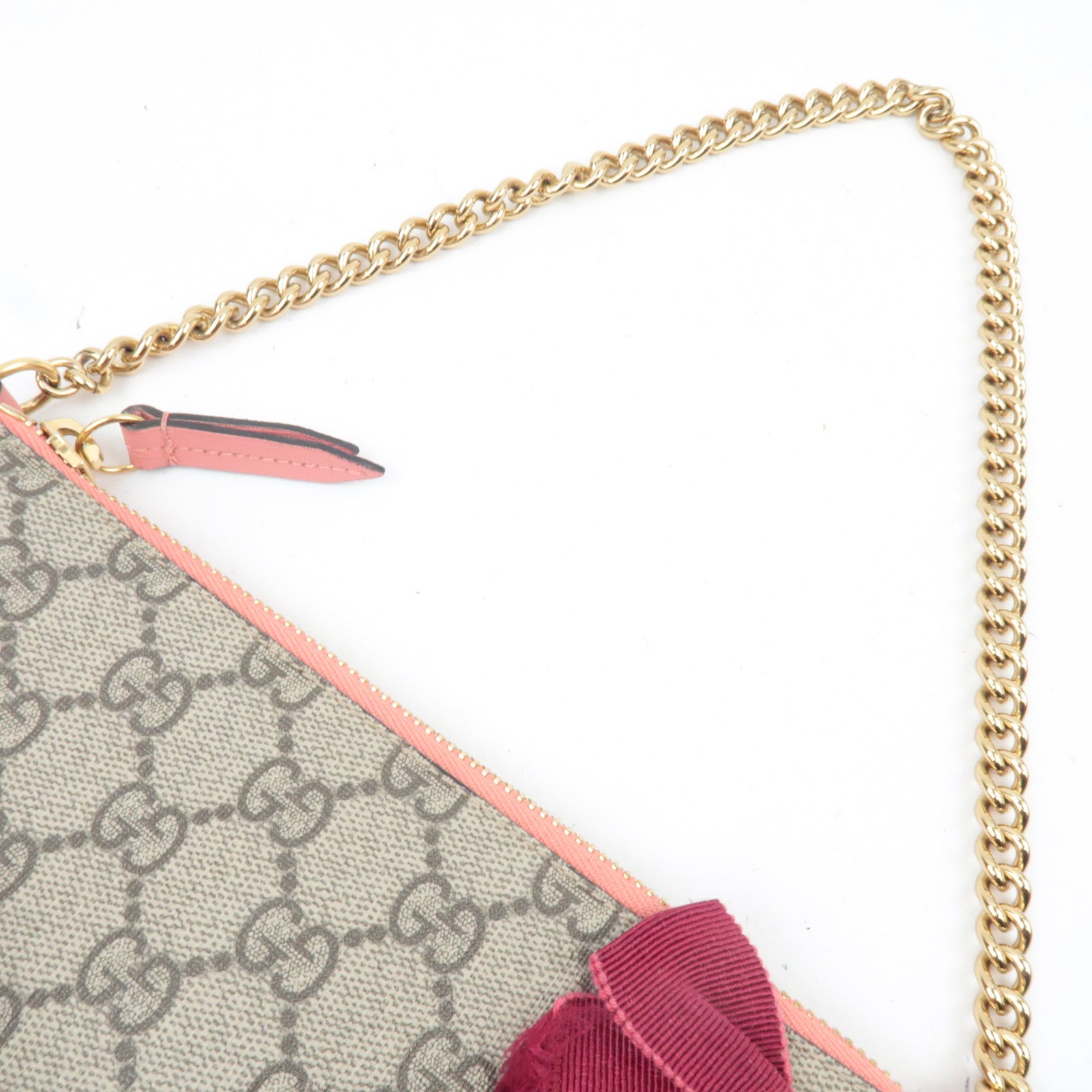 GUCCI Chain Mini Bag GG Supreme Leather Beige Pink 431396