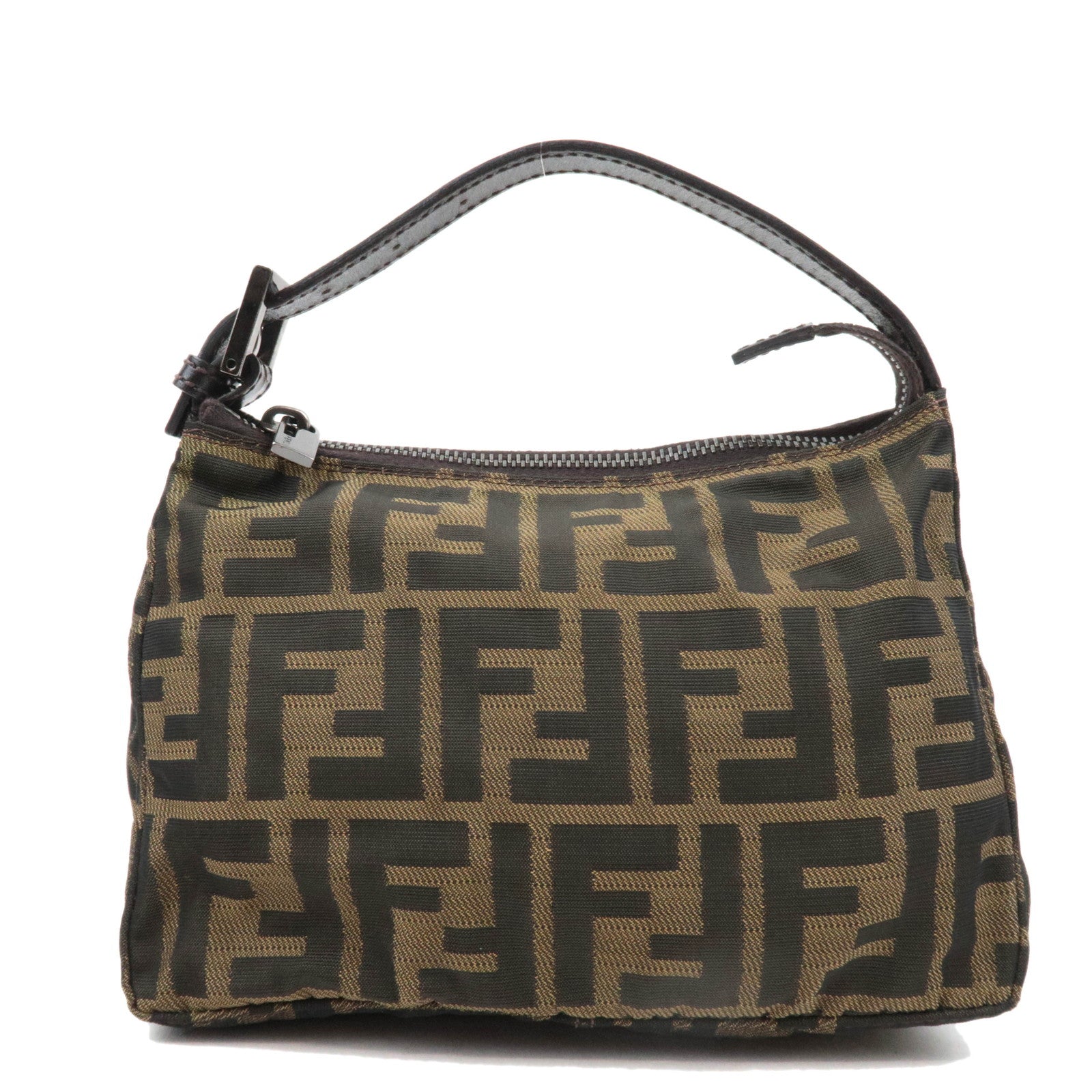 FENDI Zucca Canvas Leather Small Handbag Brown 8BN00184997