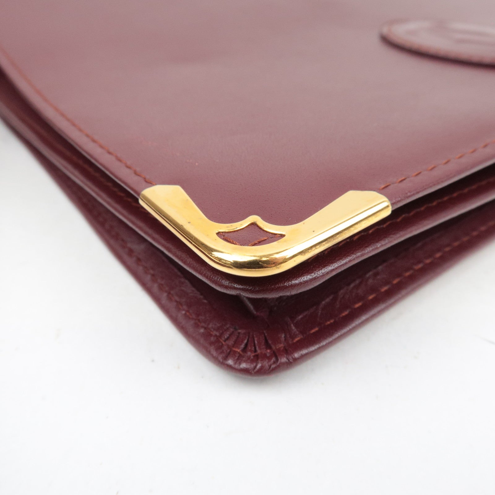 Cartier Must Line Clutch Bag Leather Bordeaux