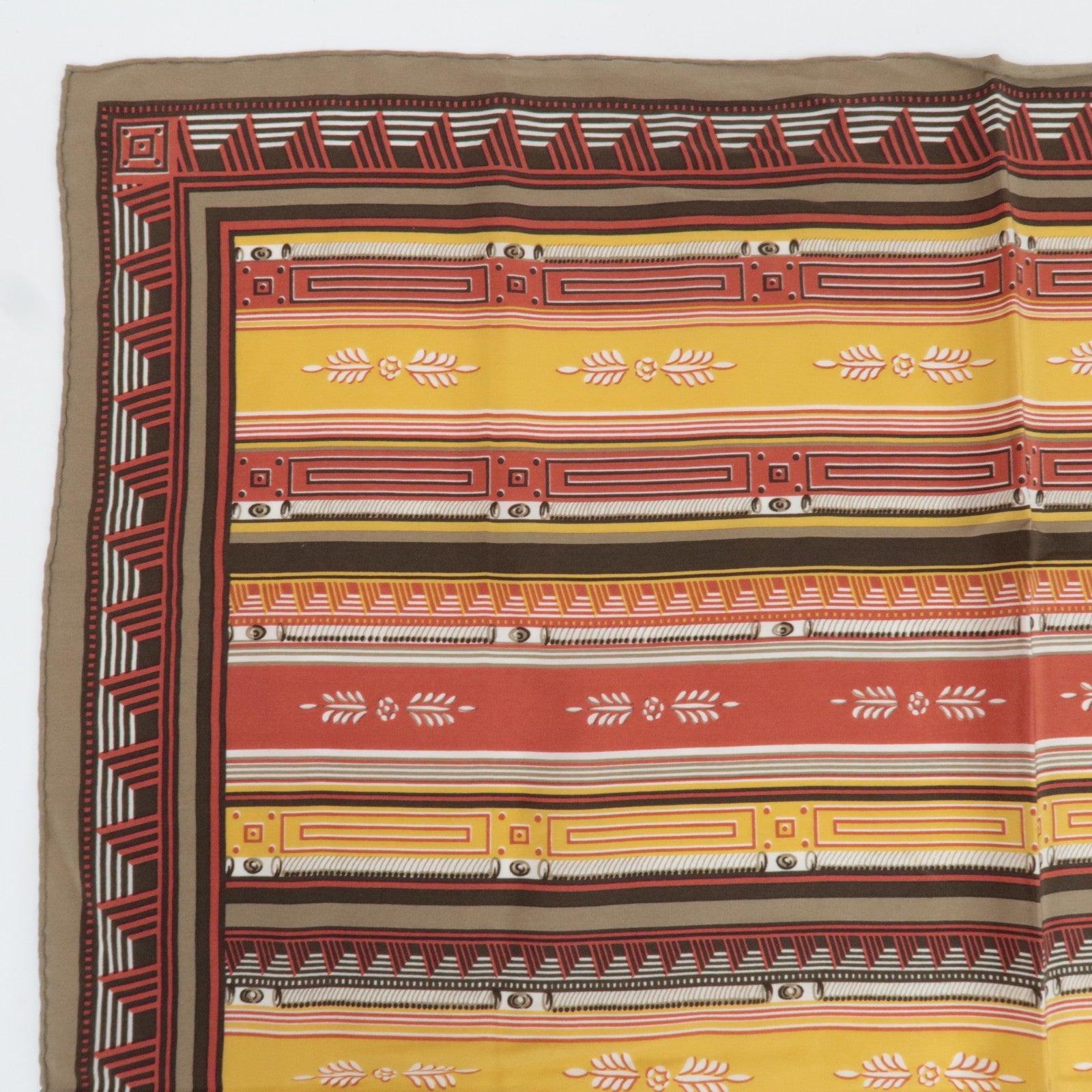 Christian Dior Scarf Stripe 100% Silk Yellow Red Beige