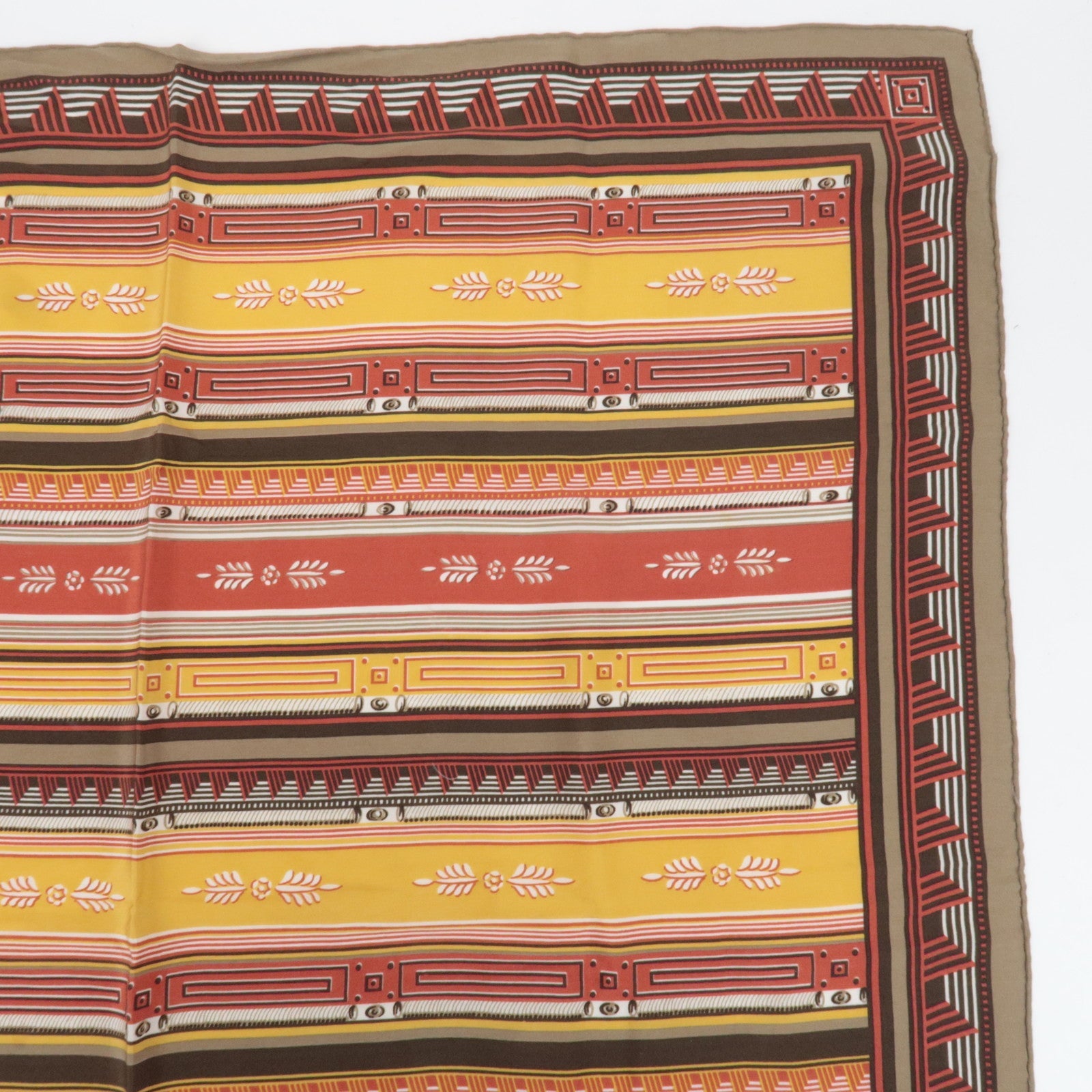 Christian Dior Scarf Stripe 100% Silk Yellow Red Beige