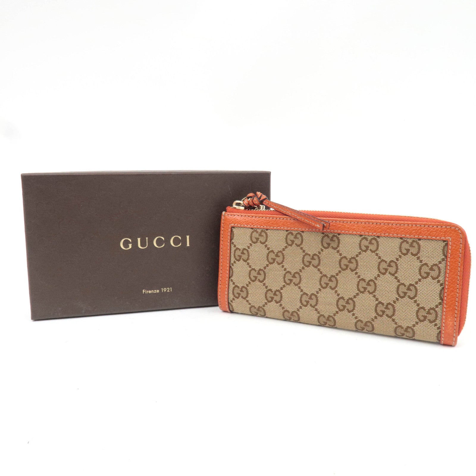 GUCCI GG Canvas Round Zipper Long Wallet Beige 323403
