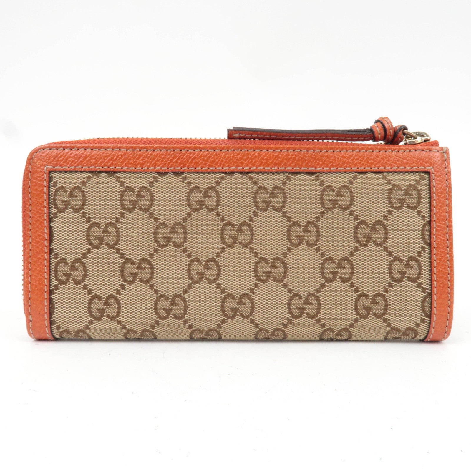 GUCCI GG Canvas Round Zipper Long Wallet Beige 323403