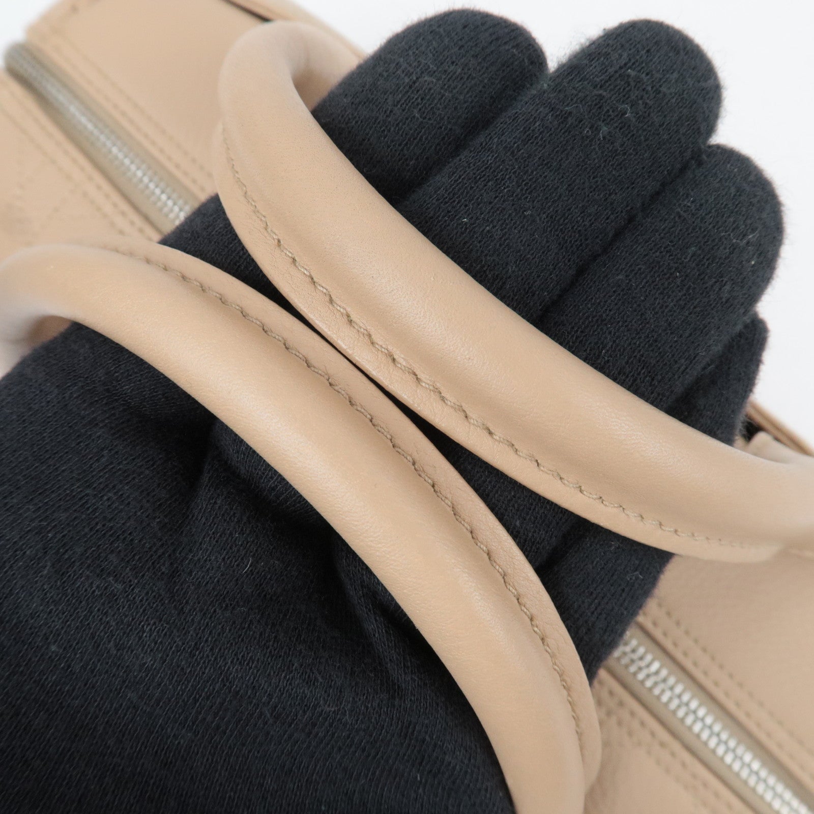 Christian Dior Cannage Leather Boston Hand Bag Beige