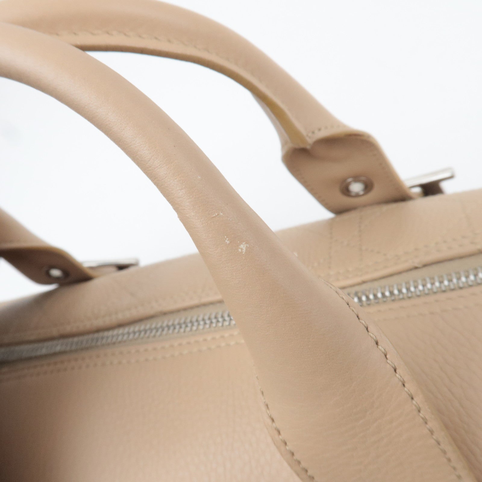 Christian Dior Cannage Leather Boston Hand Bag Beige