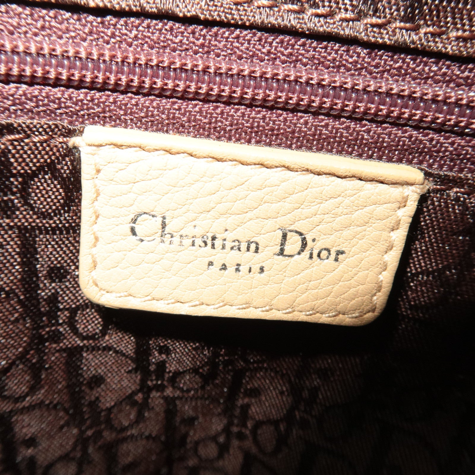 Christian Dior Cannage Leather Boston Hand Bag Beige