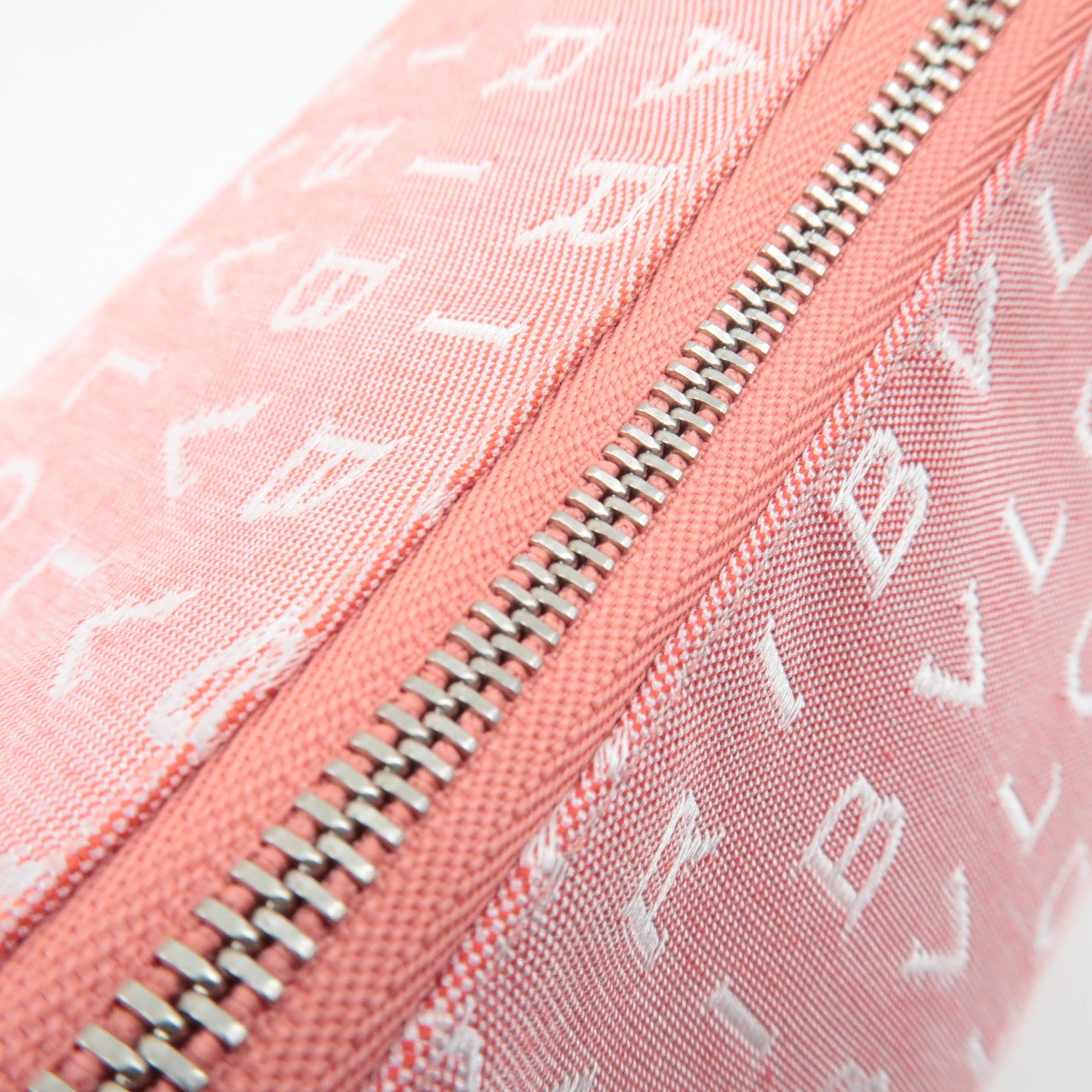 BVLGARI Logomania Canvas Leather Shoulder Bag Pink White