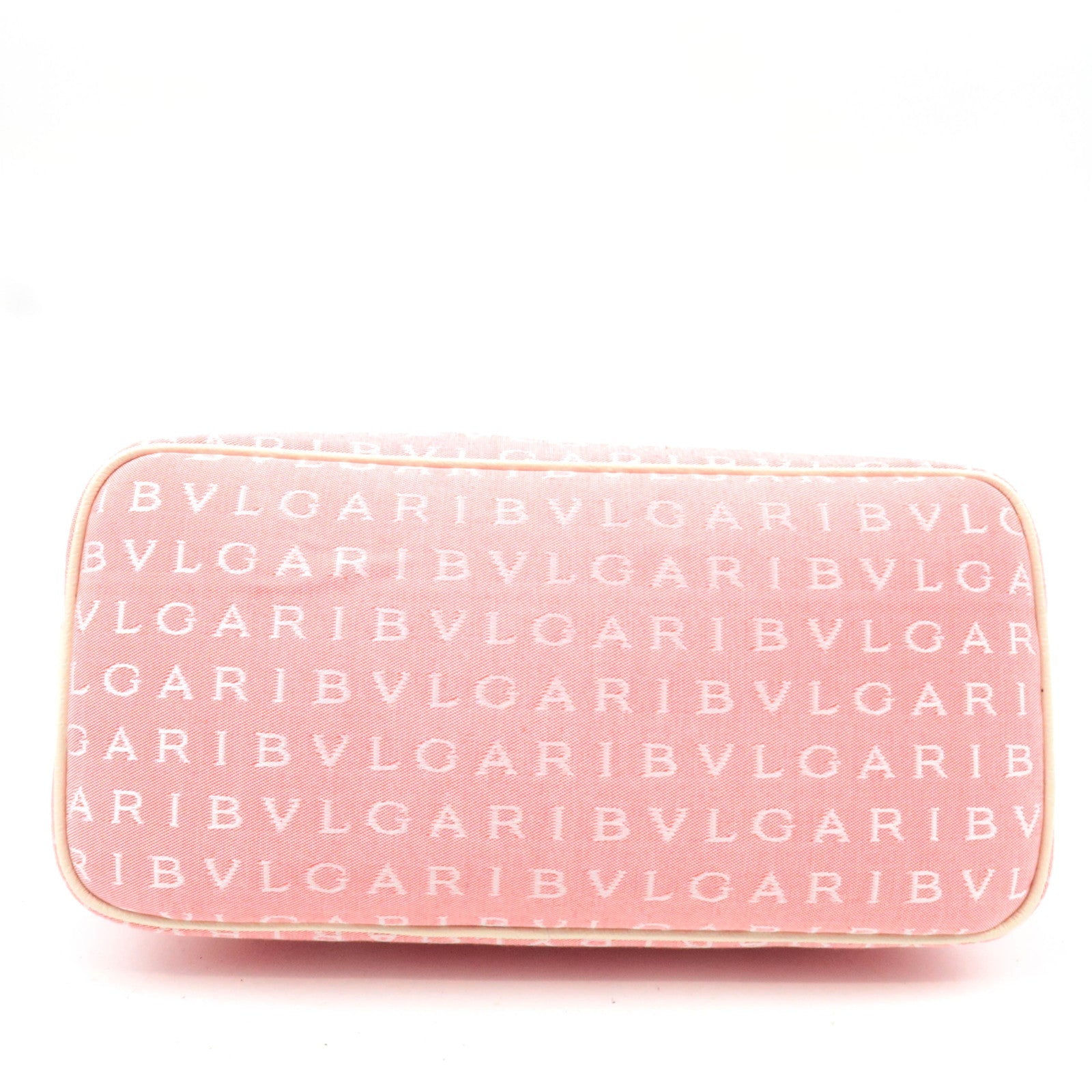 BVLGARI Logomania Canvas Leather Shoulder Bag Pink White