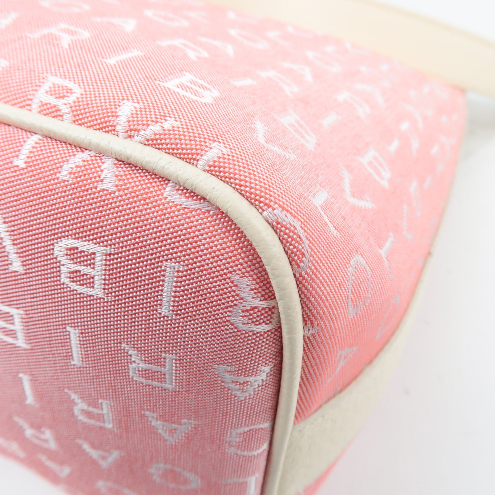 BVLGARI Logomania Canvas Leather Shoulder Bag Pink White