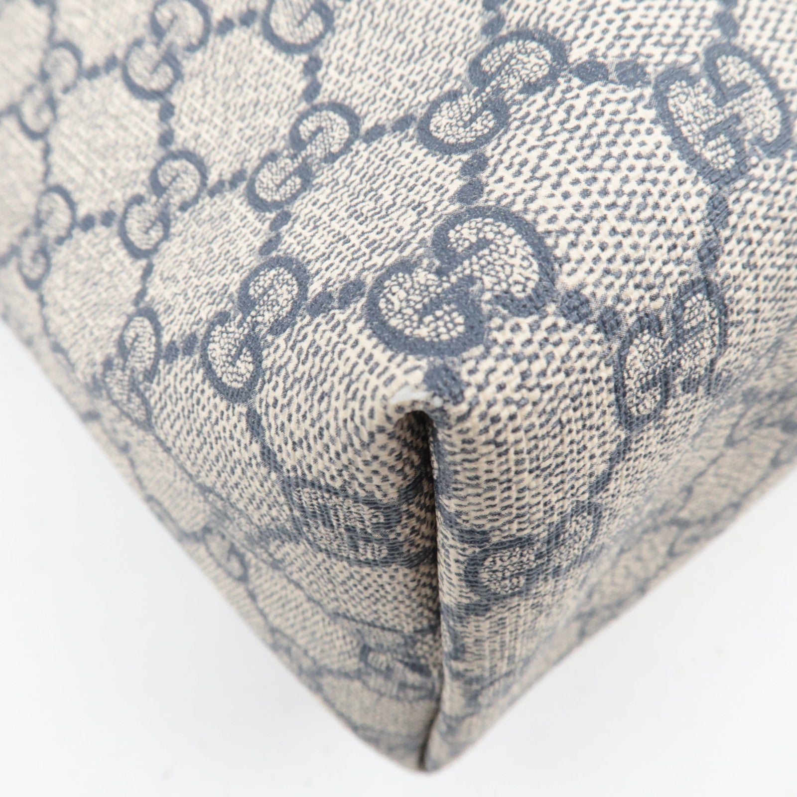 GUCCI GG Supreme Leather Tote Bag Beige Navy 211134