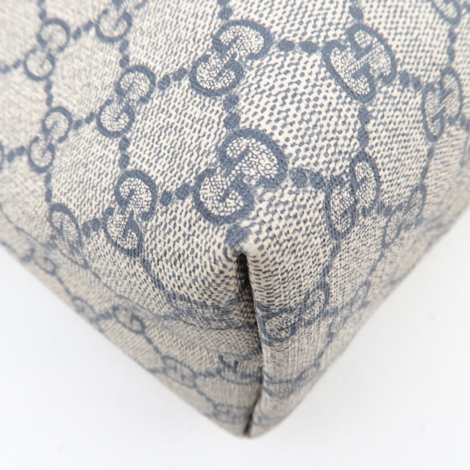 GUCCI GG Supreme Leather Tote Bag Beige Navy 211134