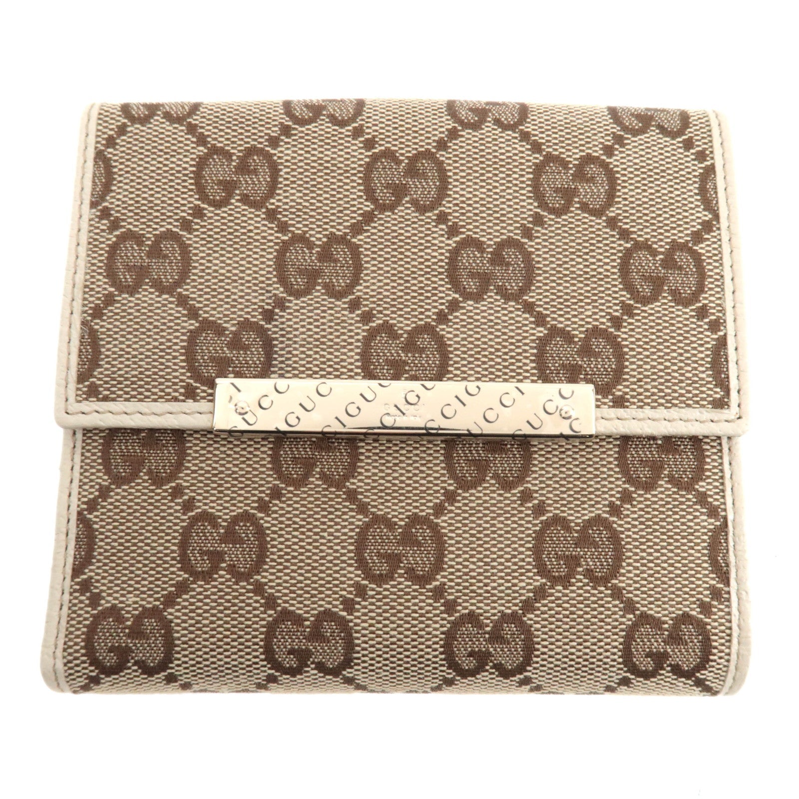 GUCCI Double-Hook Wallet GG Canvas Beige 11266485077