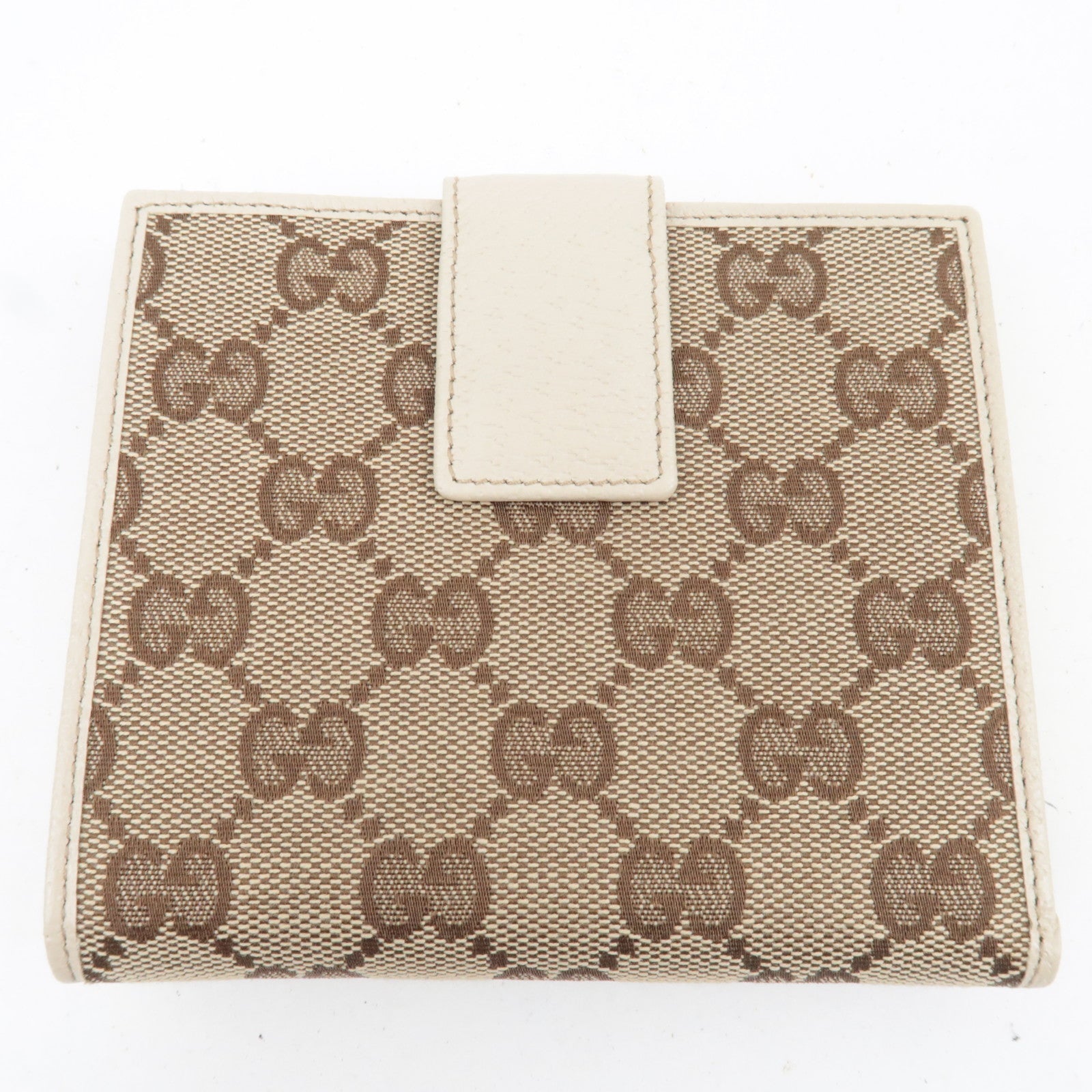 GUCCI Double-Hook Wallet GG Canvas Beige 112664