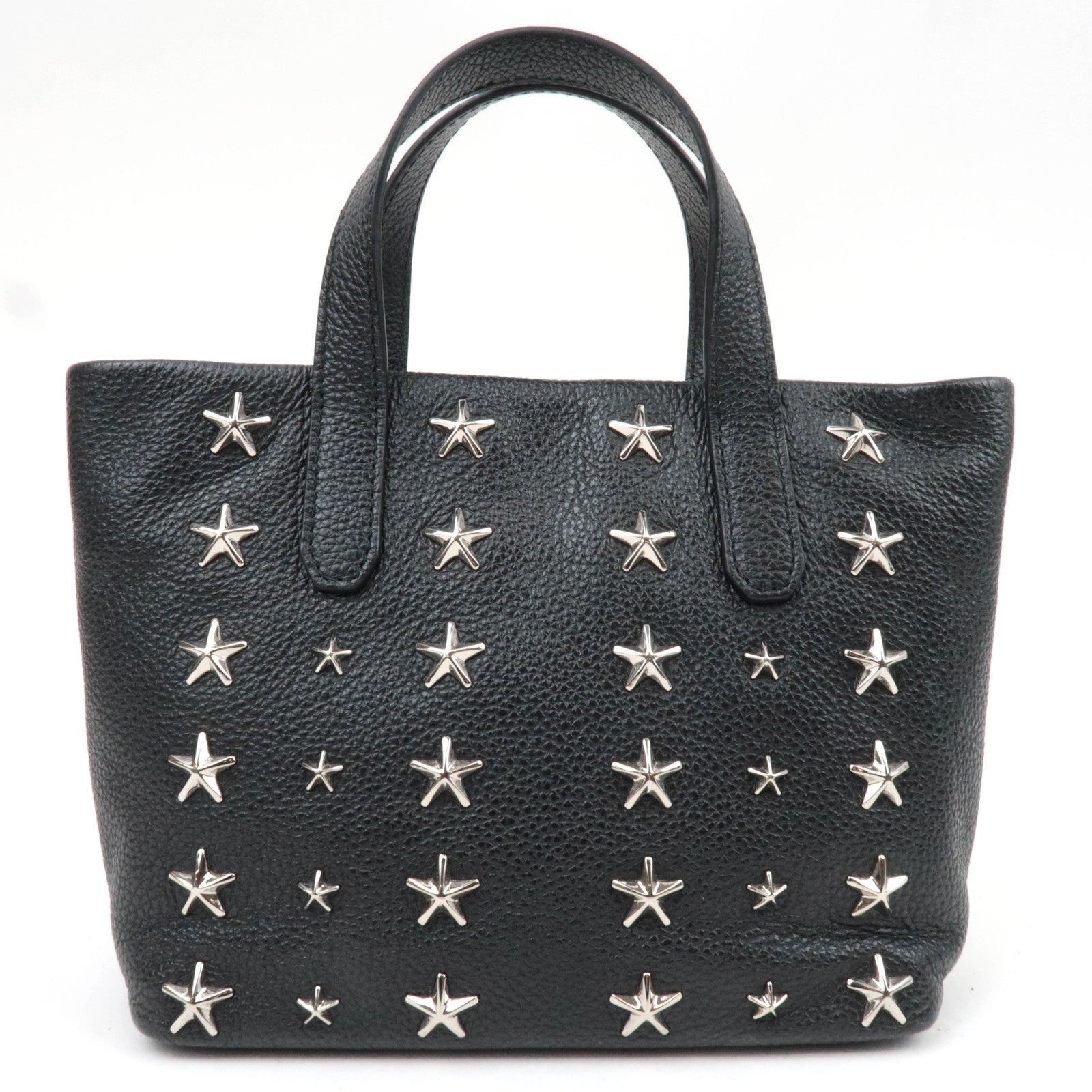 JIMMY CHOO Star Studs 2Way Mini Tote Bag Leather Black