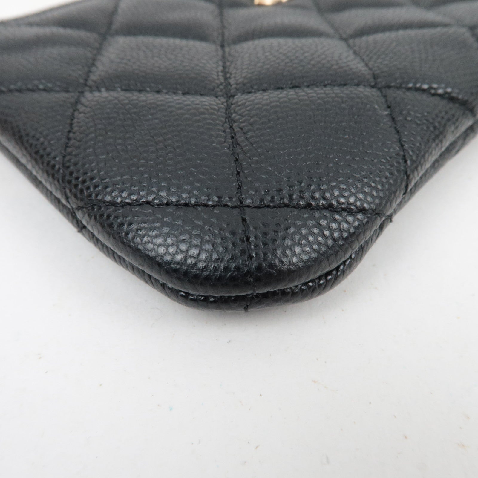 CHANEL Matelasse Mini Pouch Caviarskin Black Gold HDW