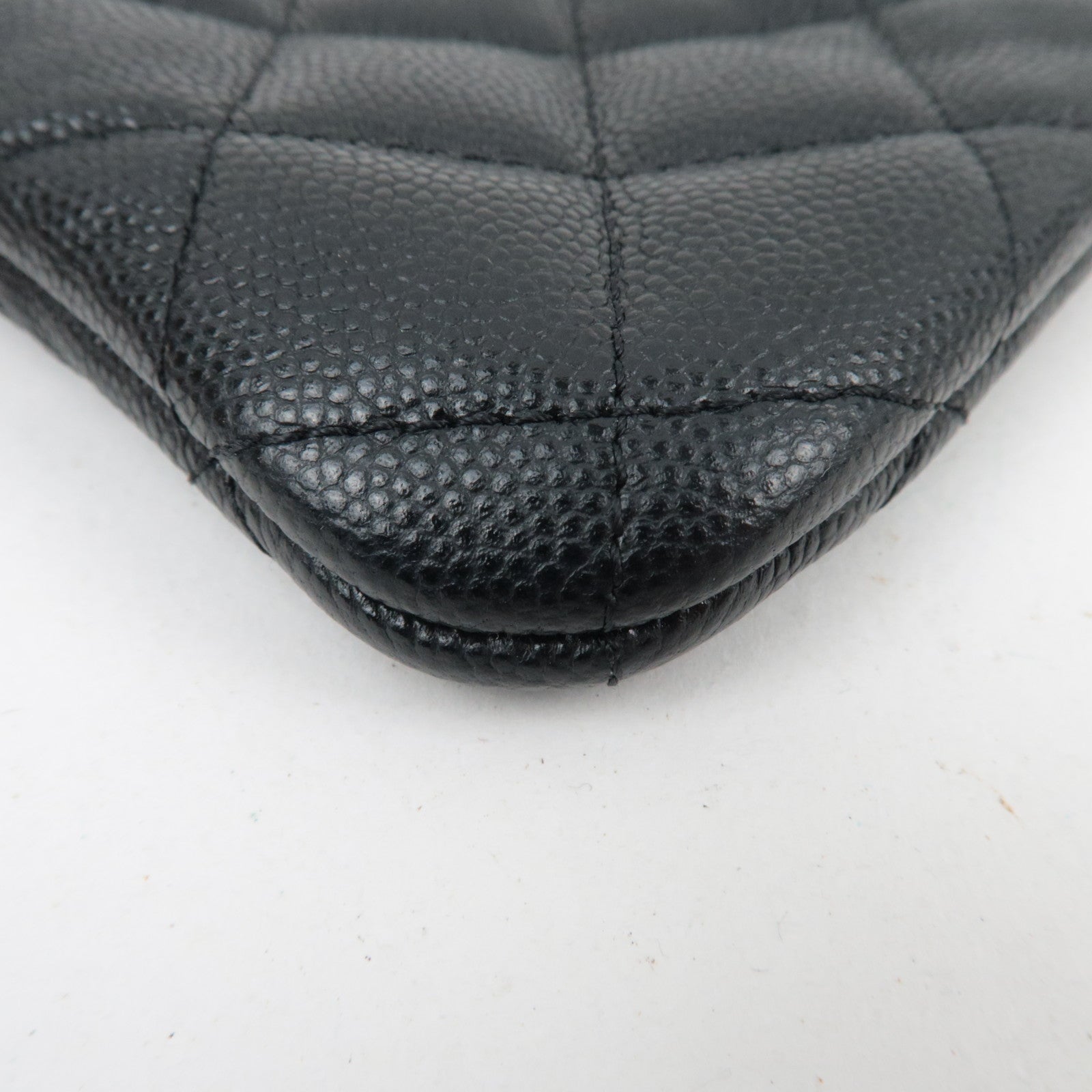 CHANEL Matelasse Mini Pouch Caviarskin Black Gold HDW