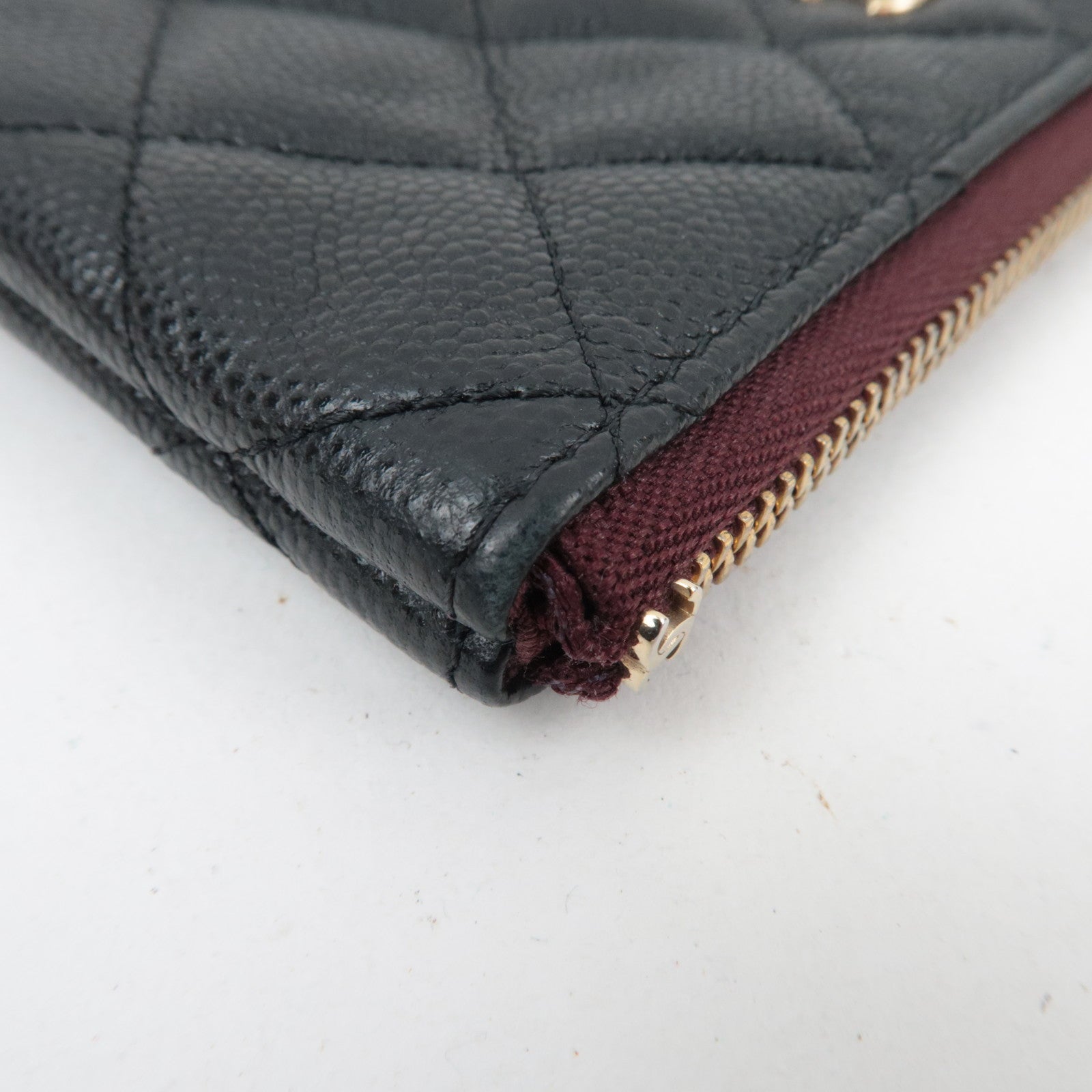 CHANEL Matelasse Mini Pouch Caviarskin Black Gold HDW