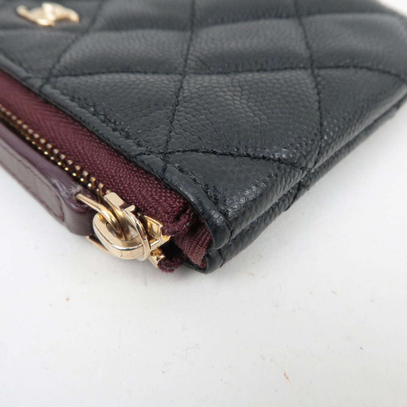 CHANEL Matelasse Mini Pouch Caviarskin Black Gold HDW