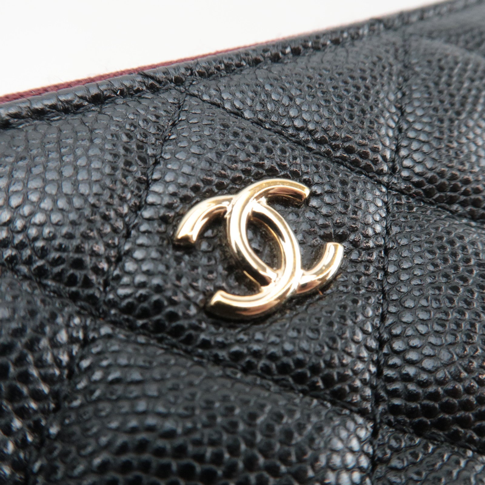 CHANEL Matelasse Mini Pouch Caviarskin Black Gold HDW