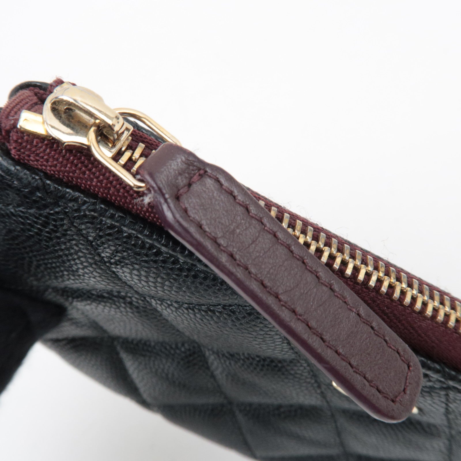 CHANEL Matelasse Mini Pouch Caviarskin Black Gold HDW
