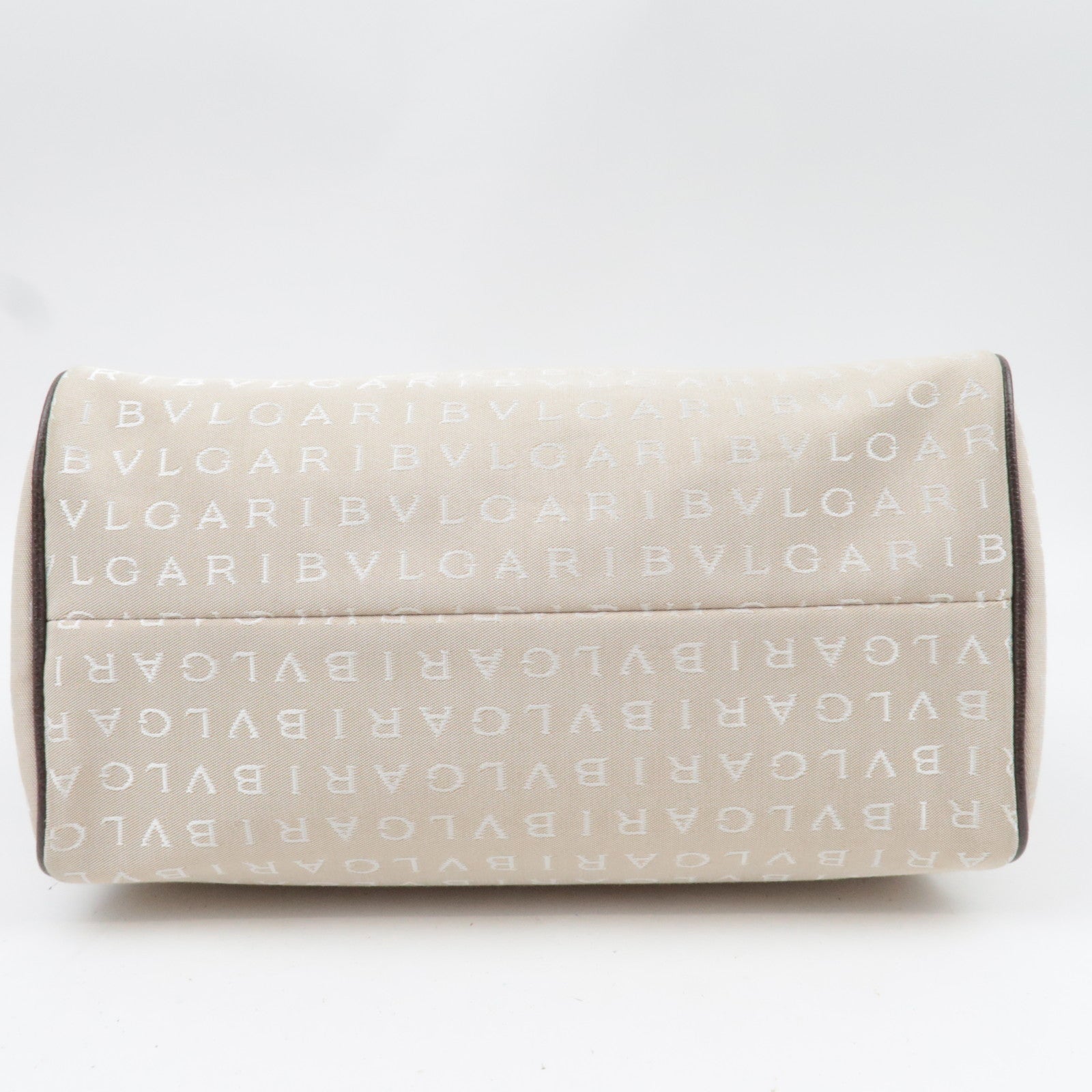 BVLGARI Logomania Canvas Leather Handbag Beige Brown